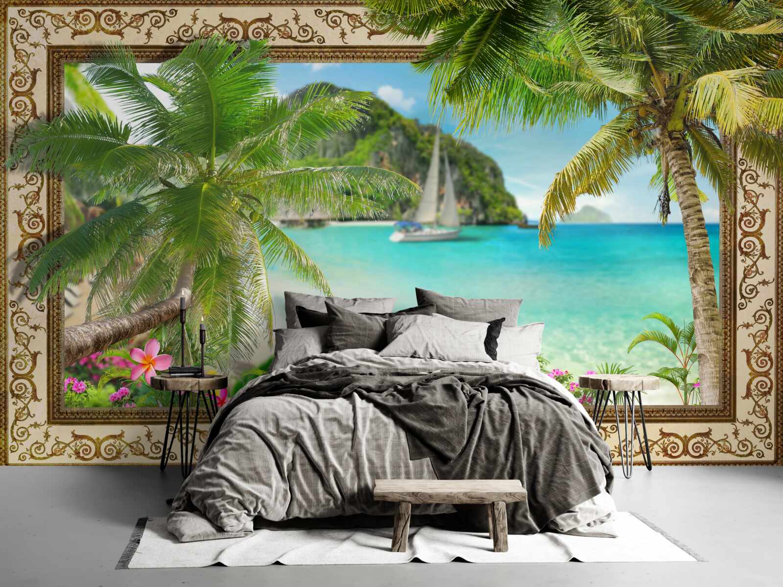 Фотошпалери яхта з вітрилами в морі