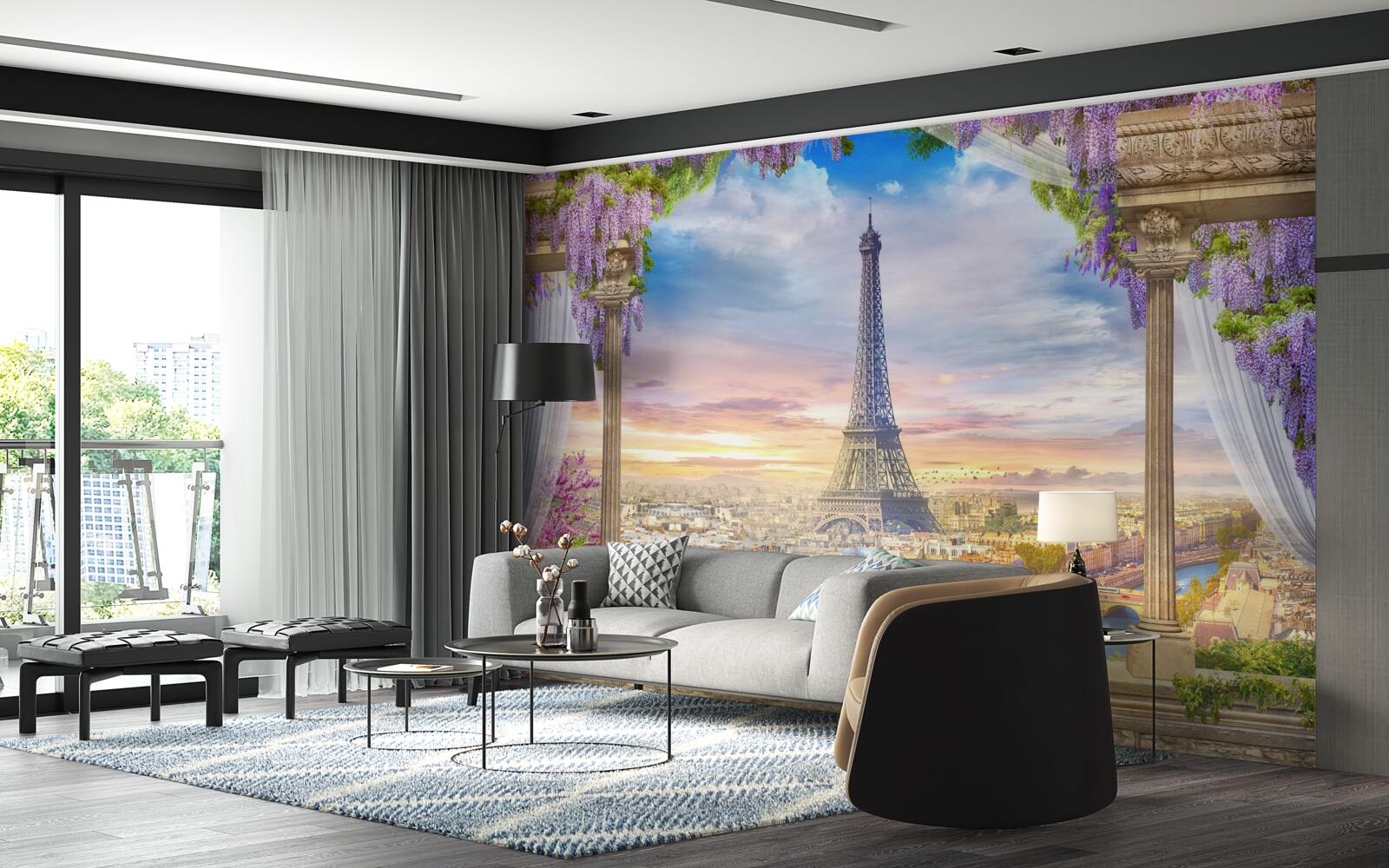 Фотошпалери чудовий вид на Ейфелеву вежу