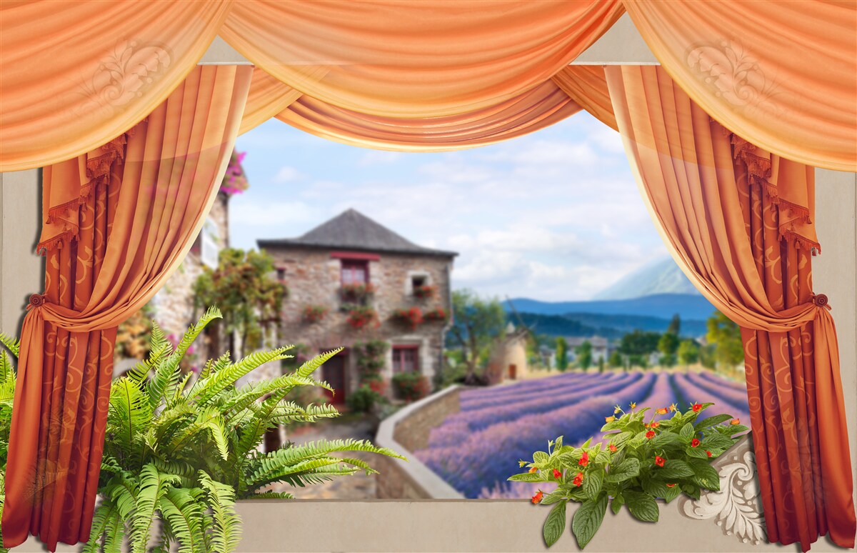 Фотошпалери панорама лаванди, що відкривається з вікна