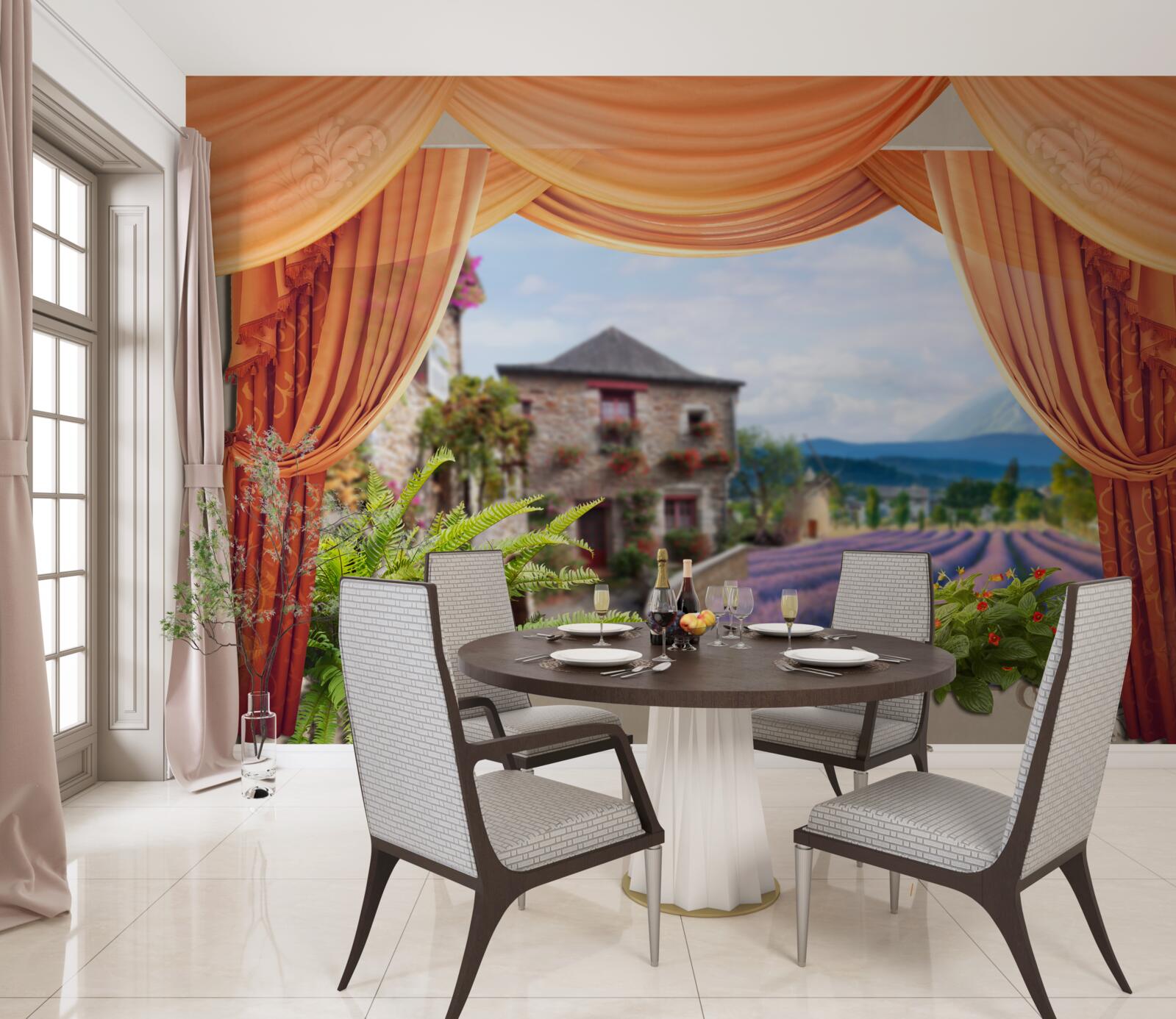 Фотошпалери панорама лаванди, що відкривається з вікна