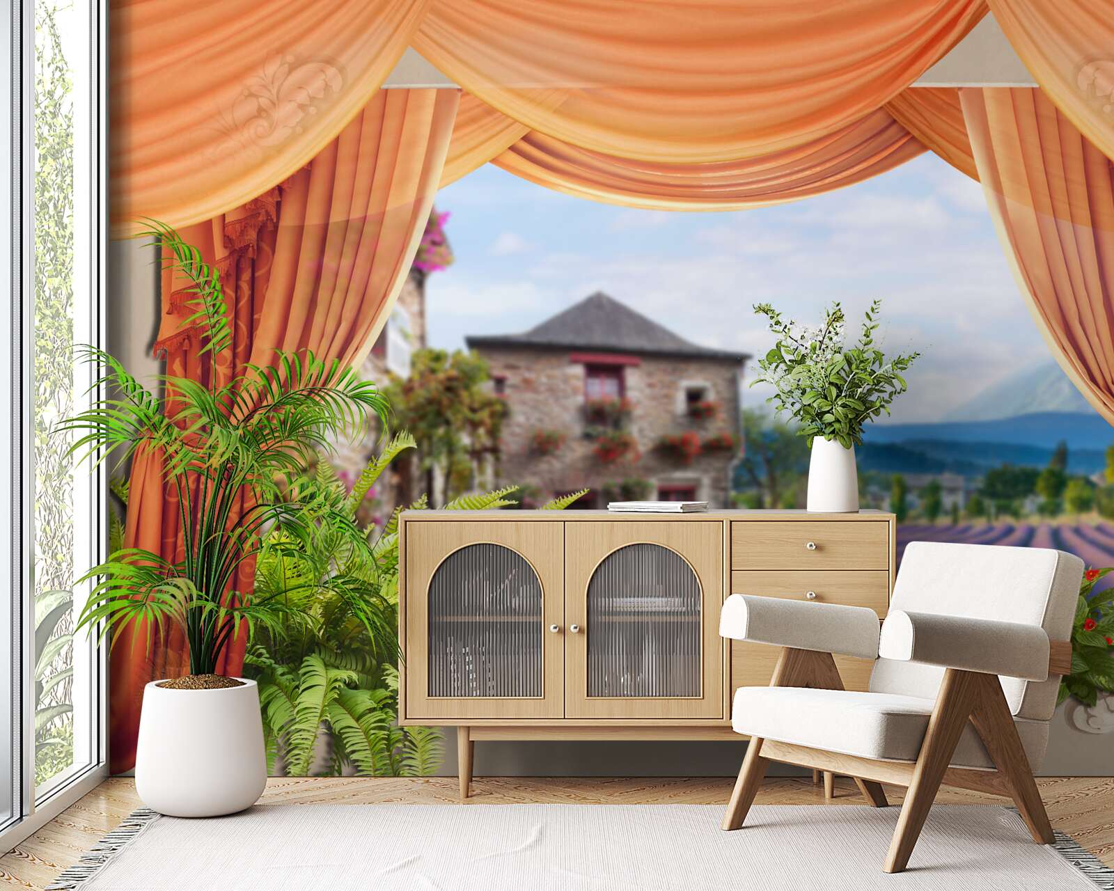 Фотошпалери панорама лаванди, що відкривається з вікна