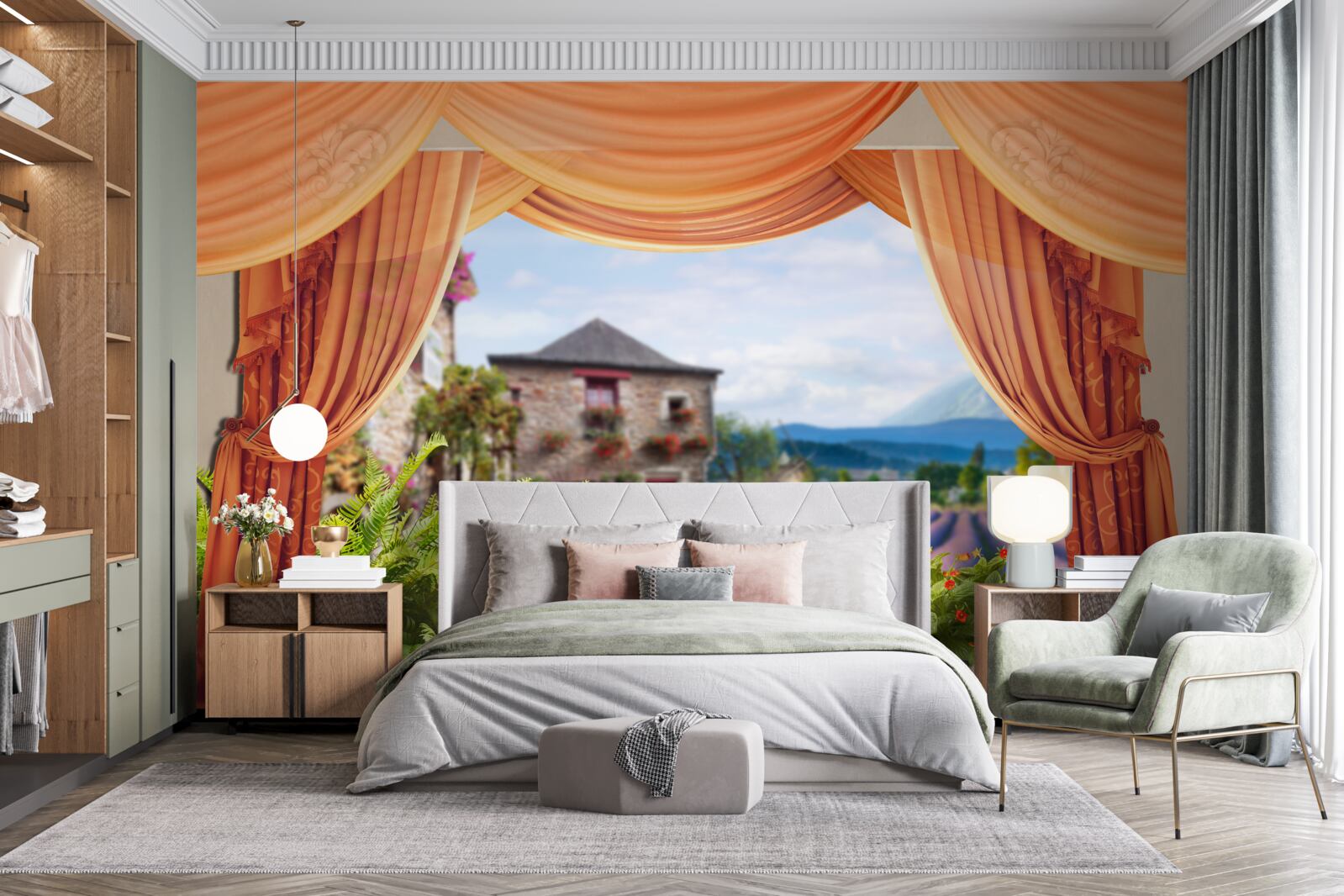 Фотошпалери панорама лаванди, що відкривається з вікна