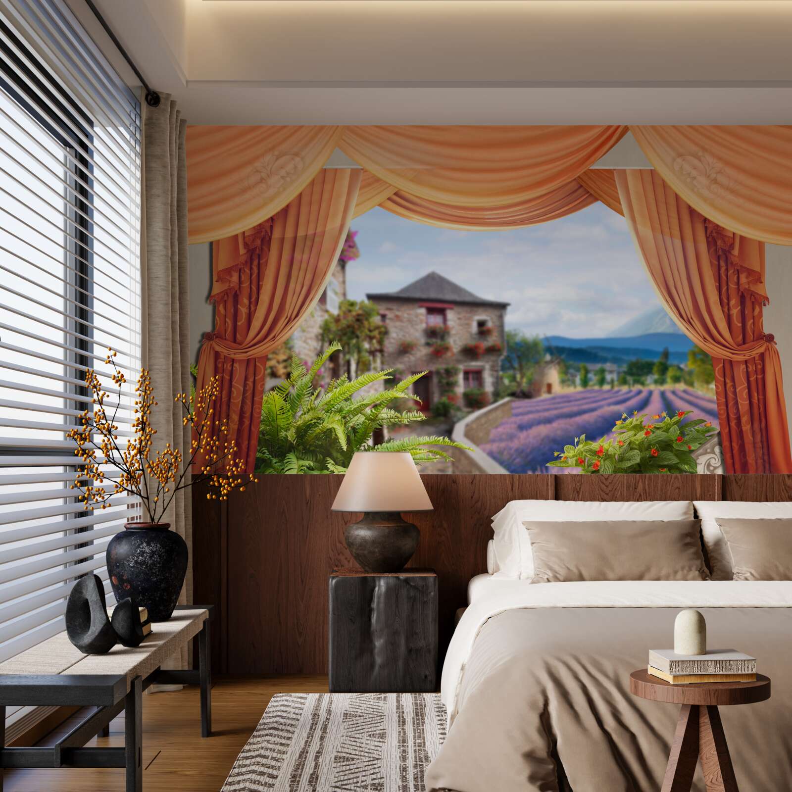 Фотошпалери панорама лаванди, що відкривається з вікна