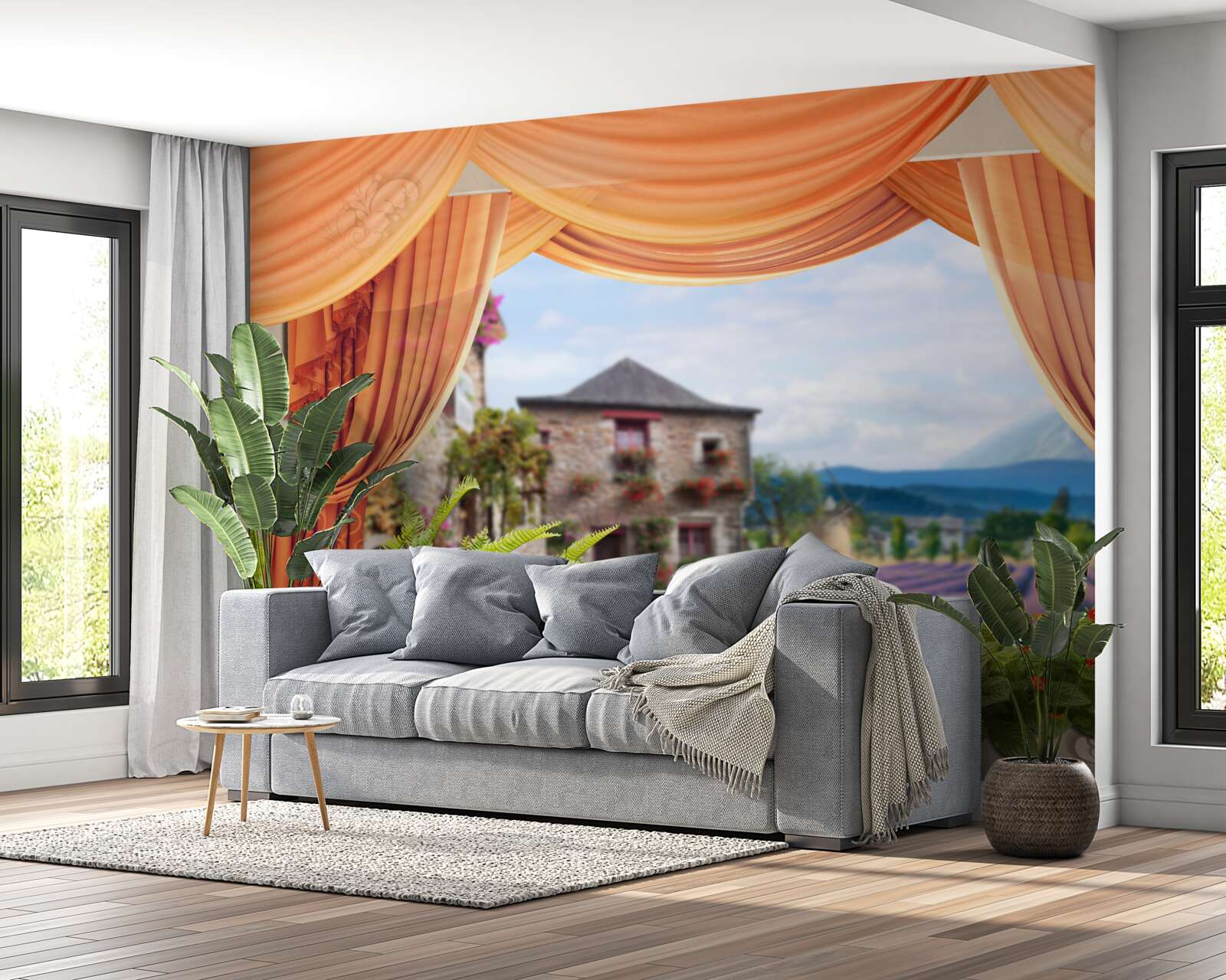 Фотошпалери панорама лаванди, що відкривається з вікна