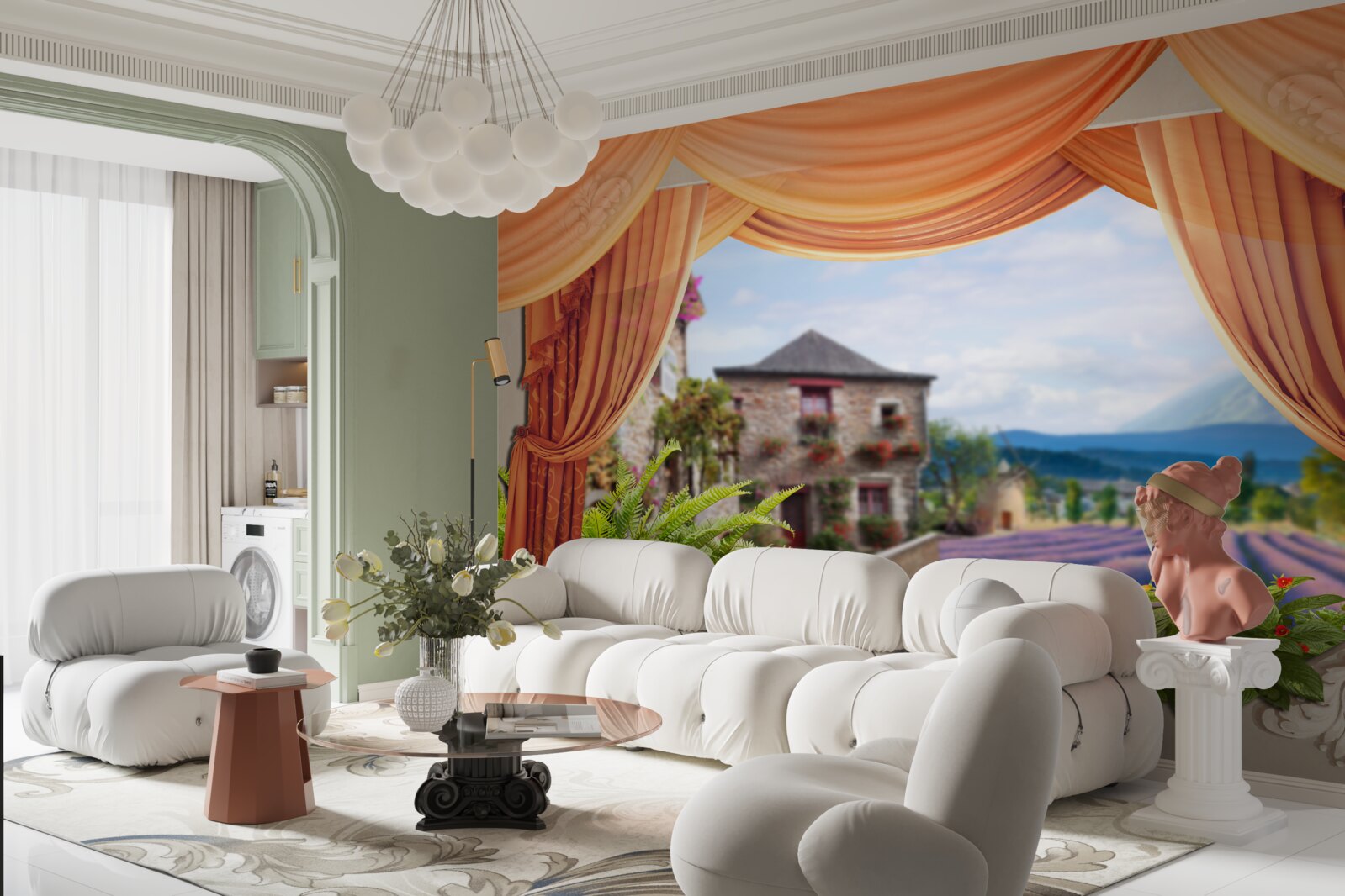 Фотошпалери панорама лаванди, що відкривається з вікна