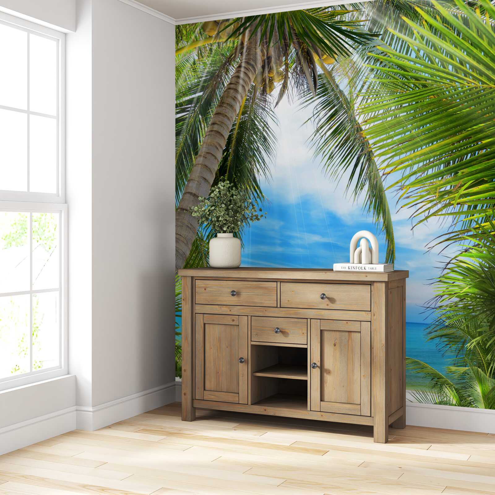 Фотошпалери стежка до океану крізь пальми