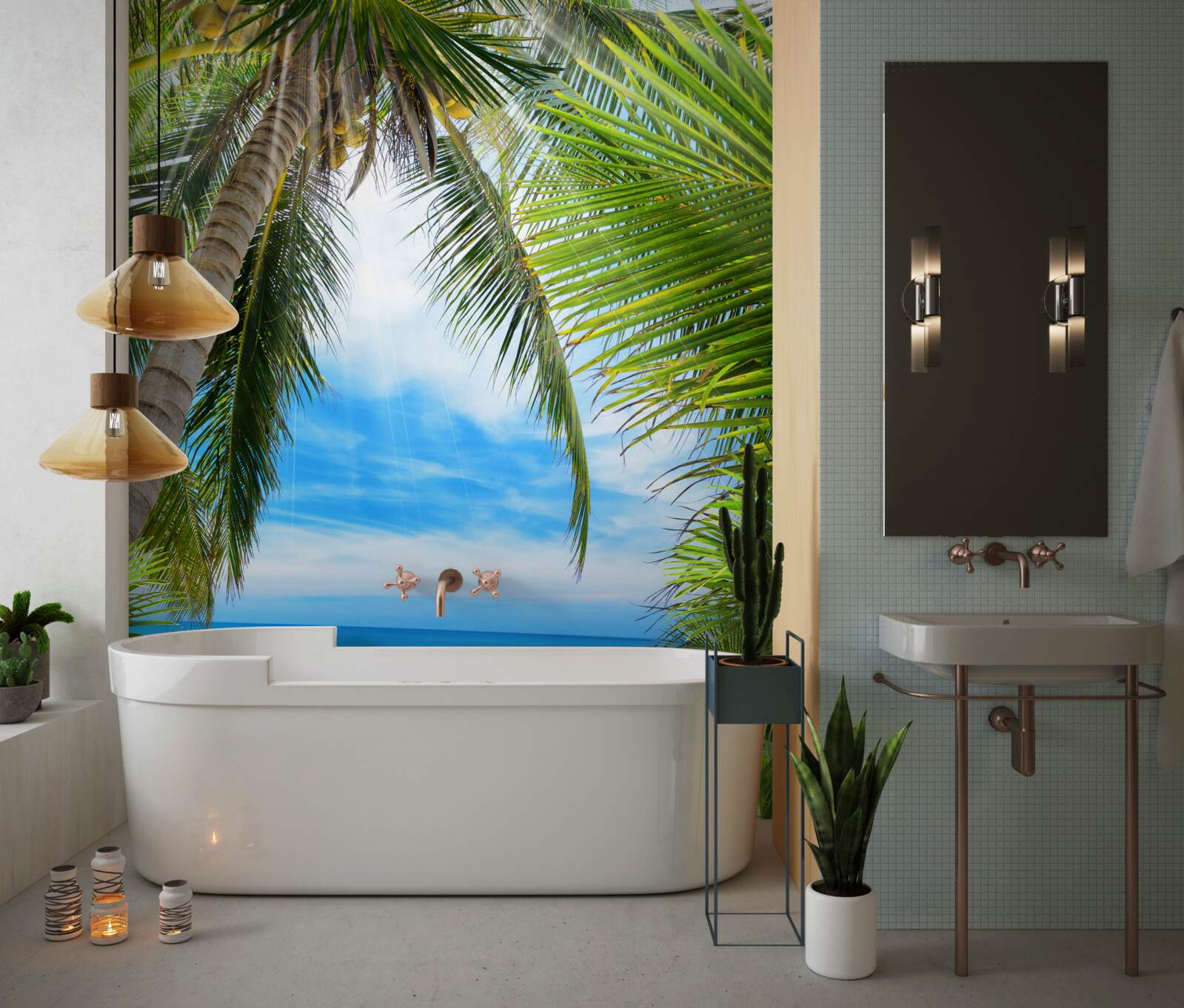 Фотошпалери стежка до океану крізь пальми