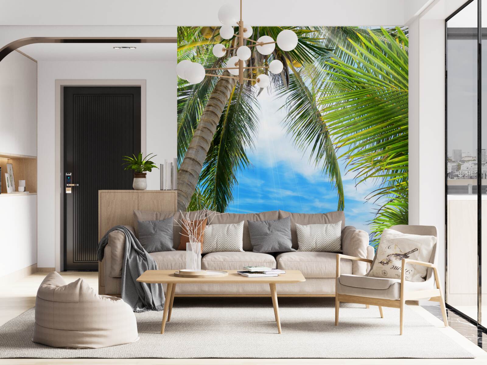 Фотошпалери стежка до океану крізь пальми