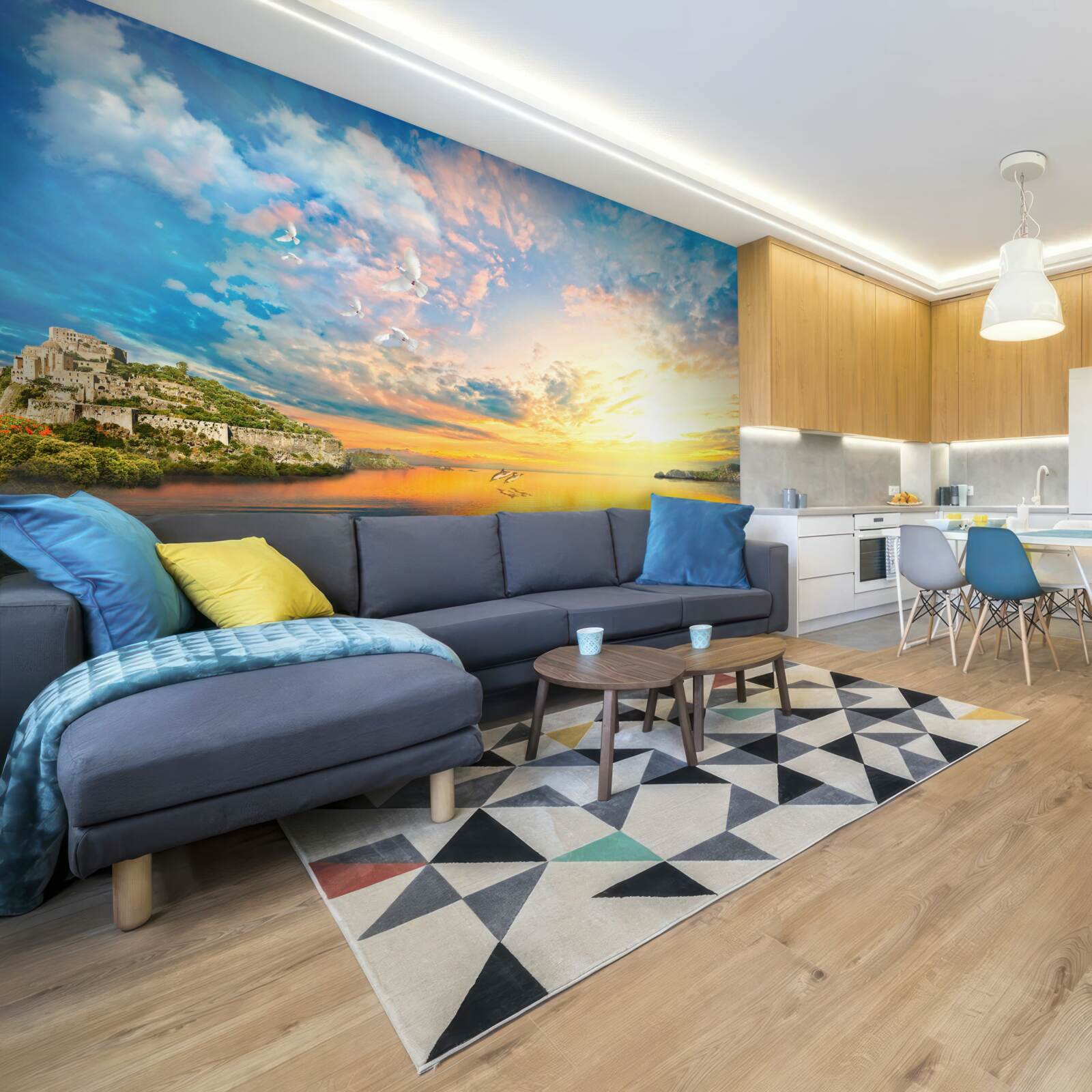 Фотошпалери дельфіни виходять з води