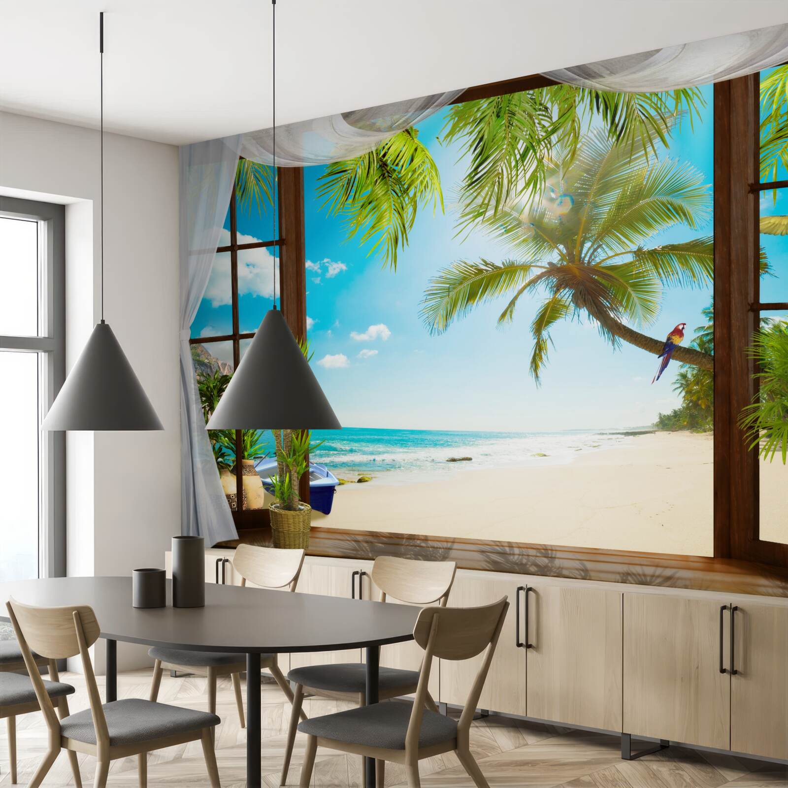 Фотошпалери вихід з будинку на піщаний пляж