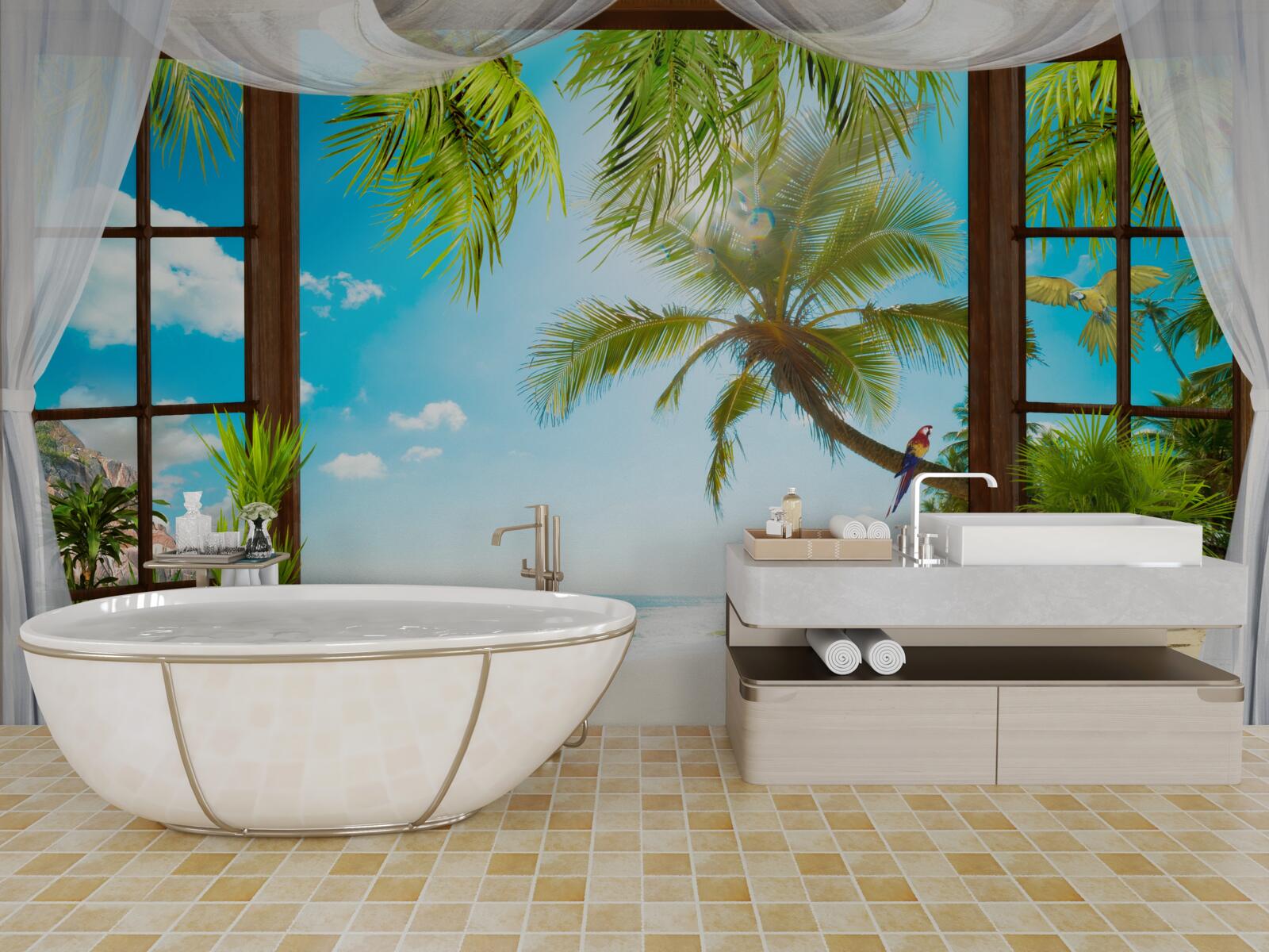 Фотошпалери вихід з будинку на піщаний пляж