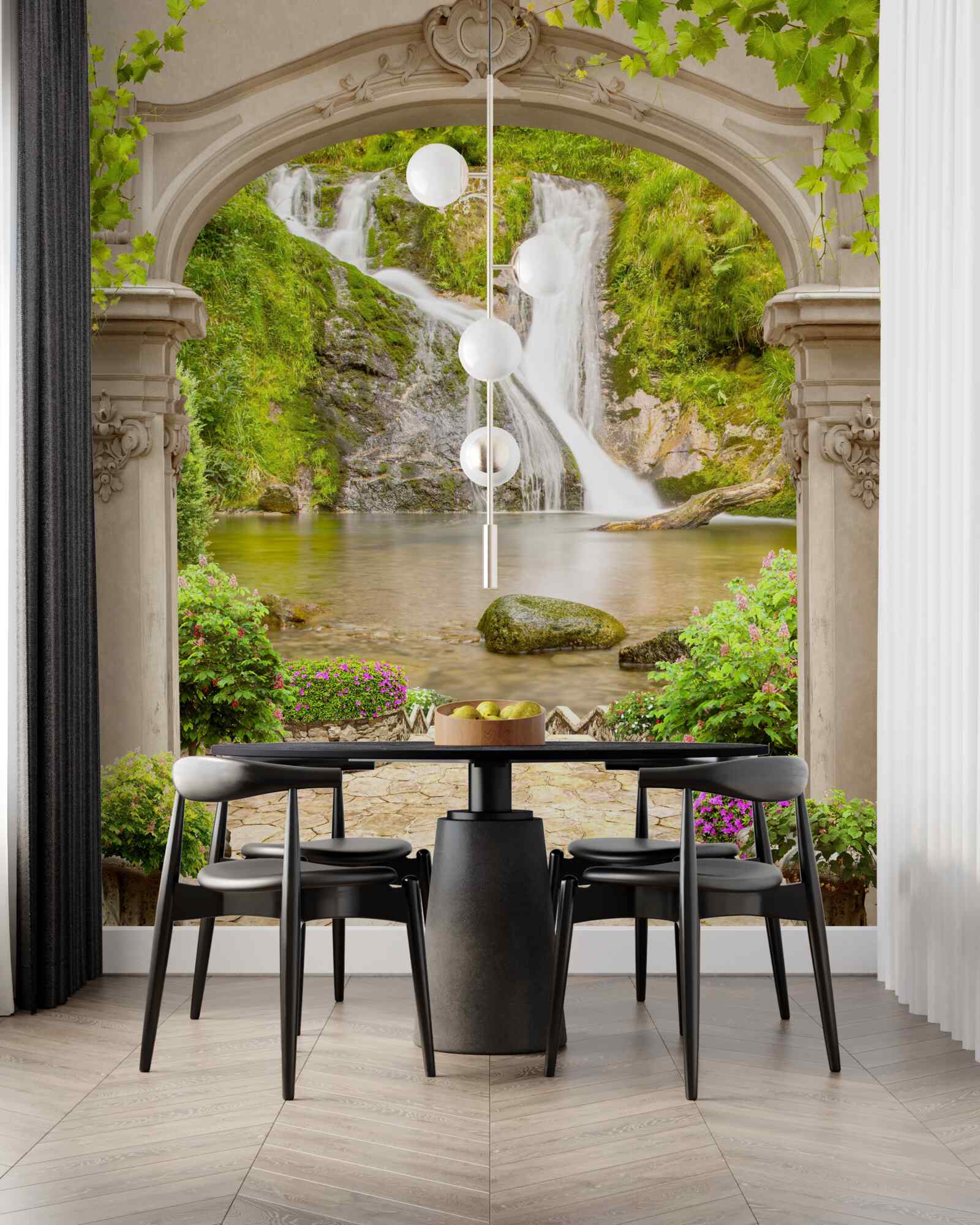 Фотошпалери прохід під аркою до водоспаду