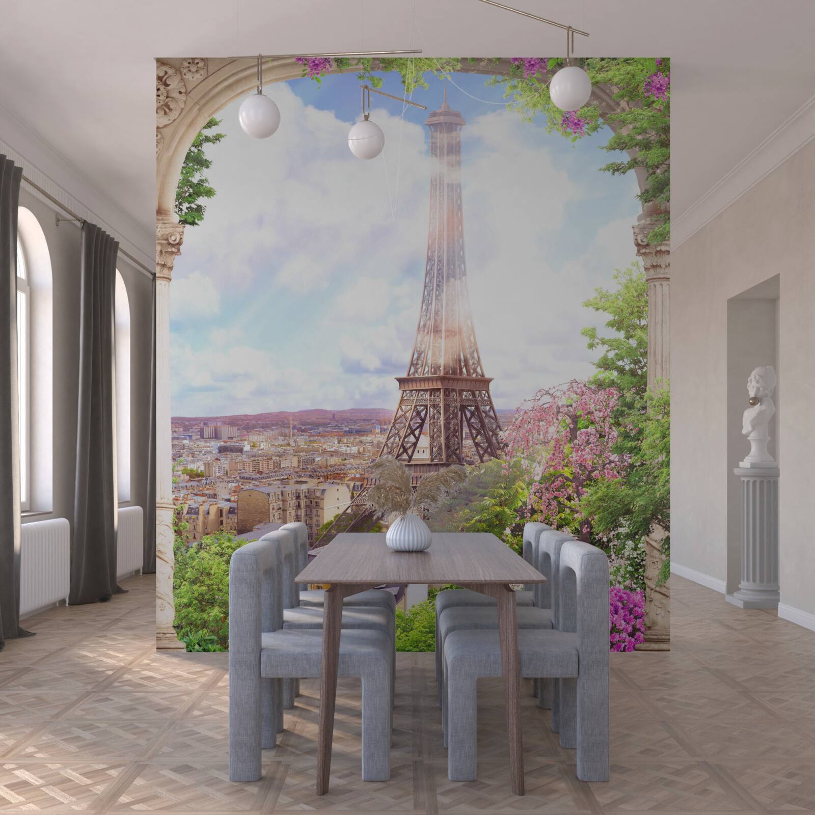 Фотошпалери панорама парижа з ейфелевою вежею