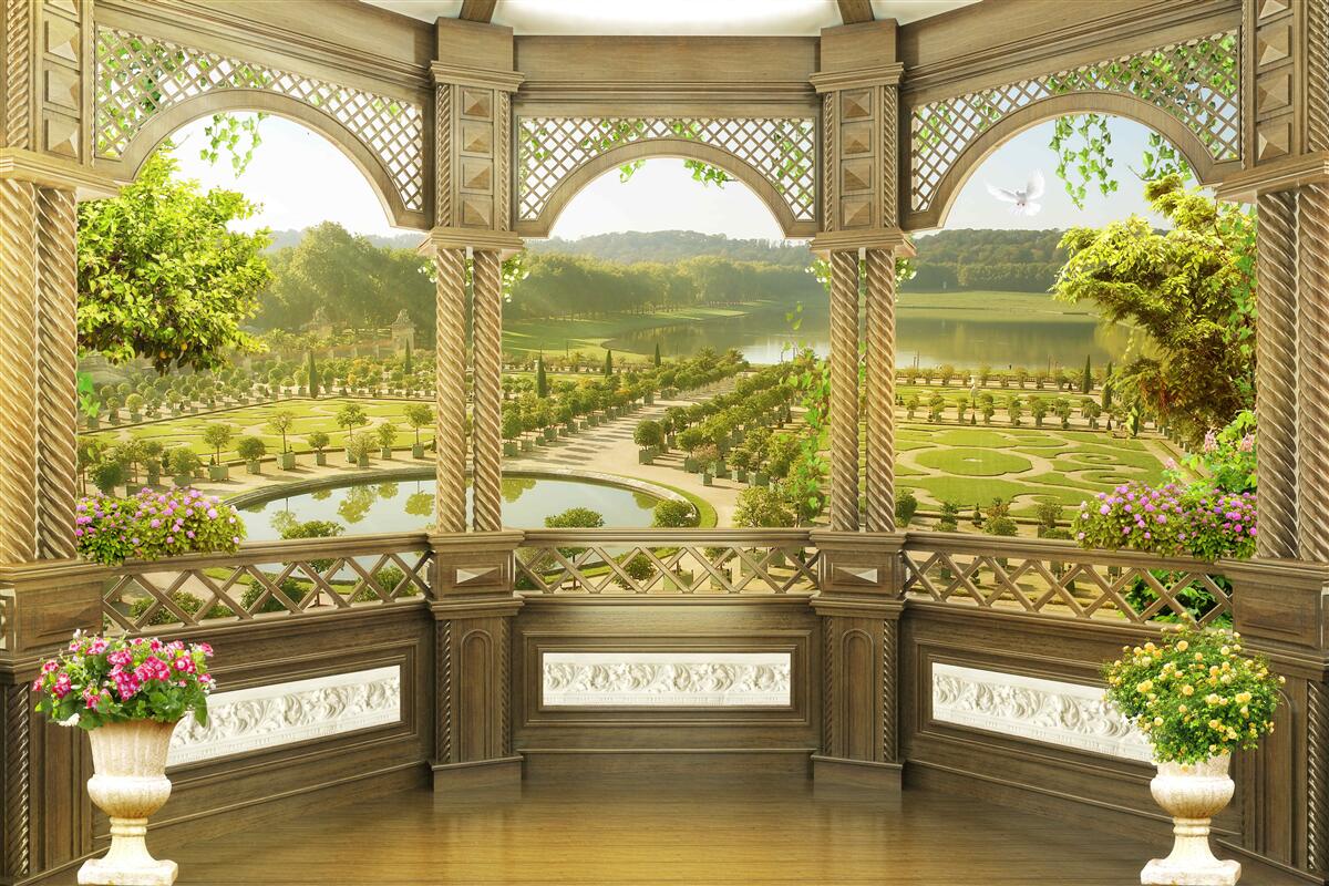 Фотошпалери елегантна різьблена альтанка