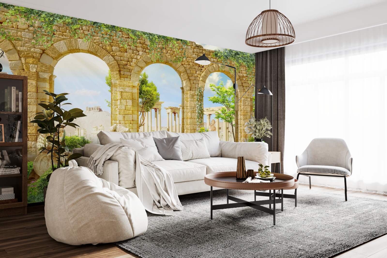 Фотошпалери античні форми в оточенні зелені