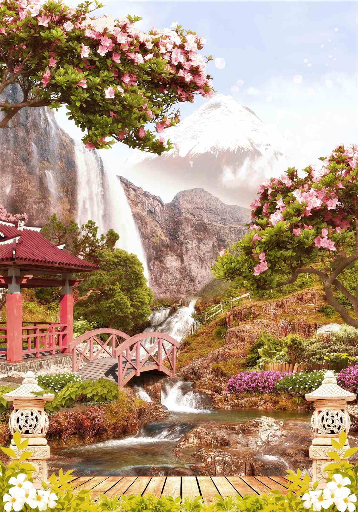 Фотошпалери сад, квітучий китайською красою