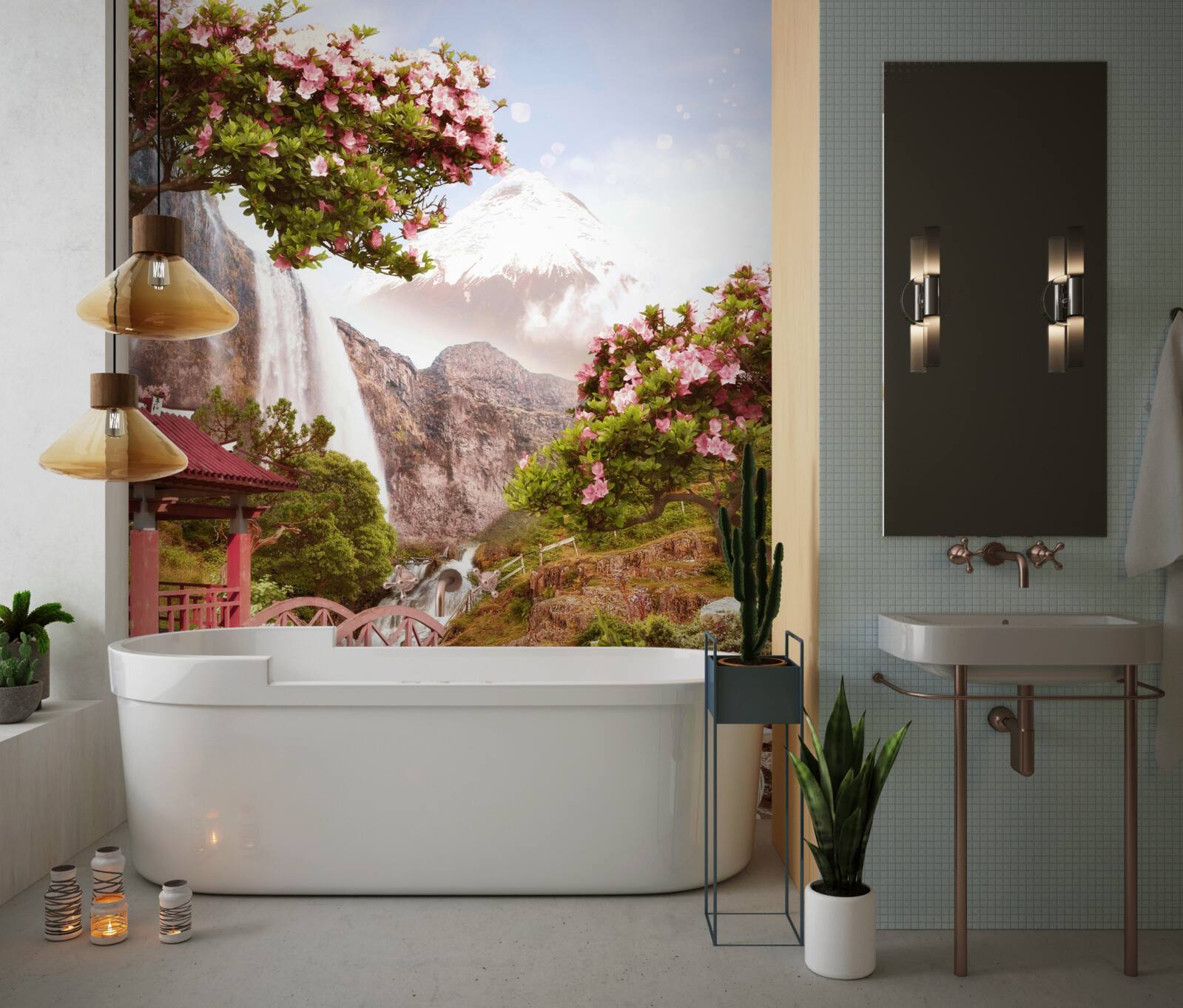 Фотошпалери сад, квітучий китайською красою