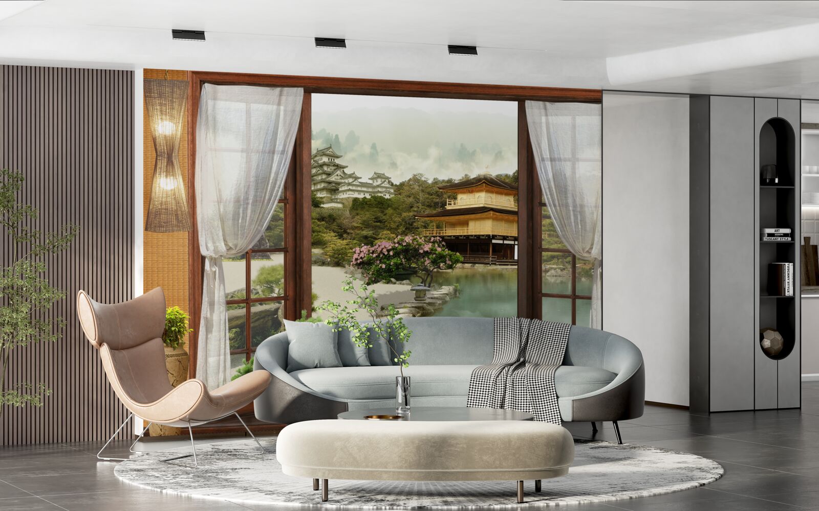 Фотошпалери вид з будинку в східному стилі