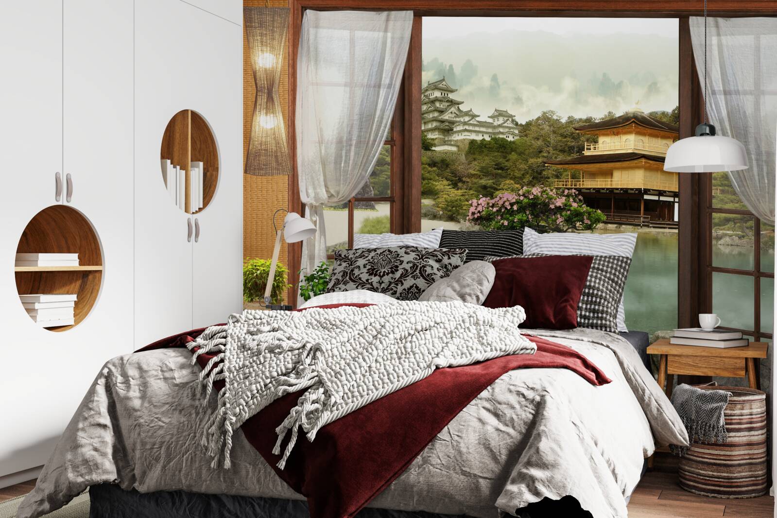 Фотошпалери вид з будинку в східному стилі