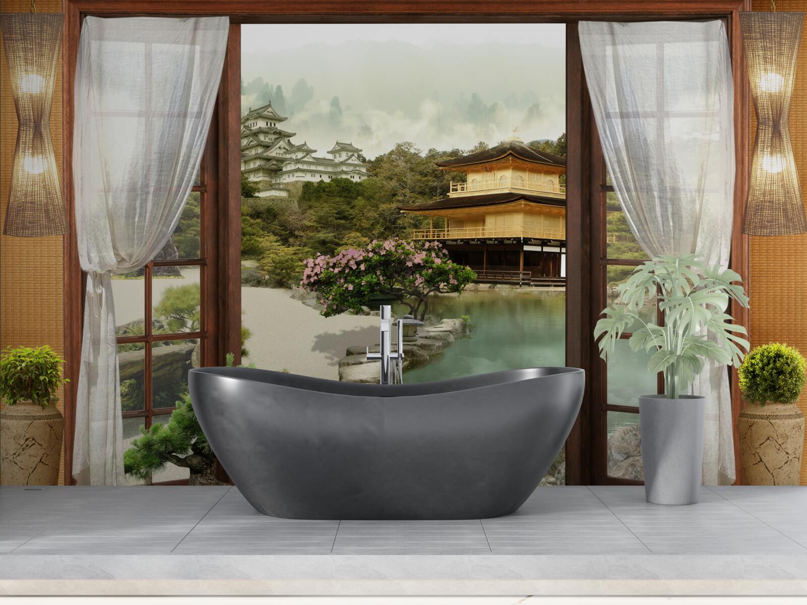 Фотошпалери вид з будинку в східному стилі