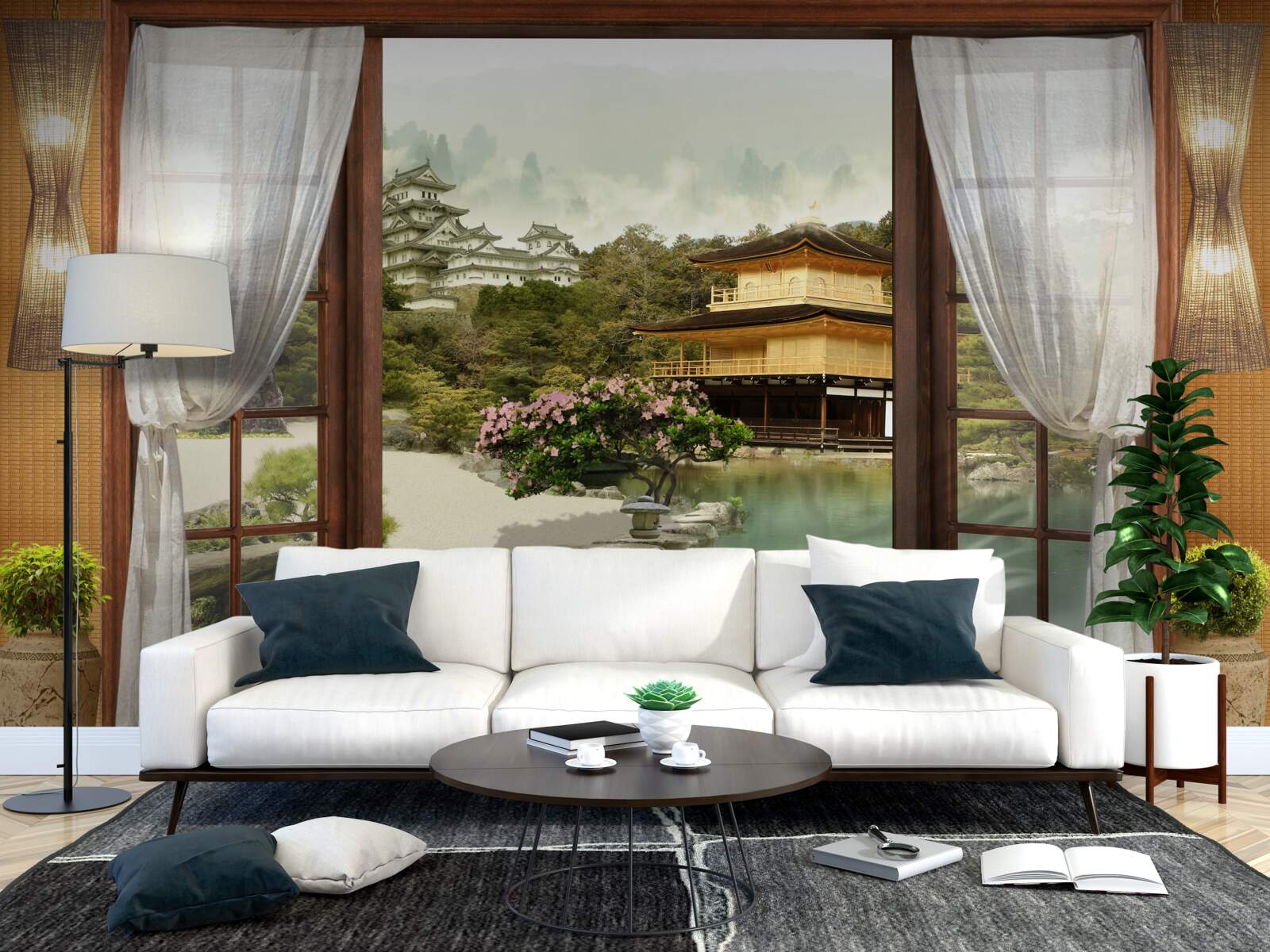 Фотошпалери вид з будинку в східному стилі