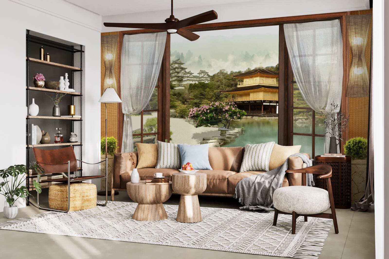 Фотошпалери вид з будинку в східному стилі