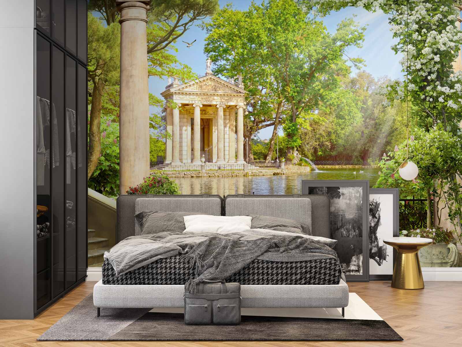 Фотошпалери панорама на озеро та альтанку