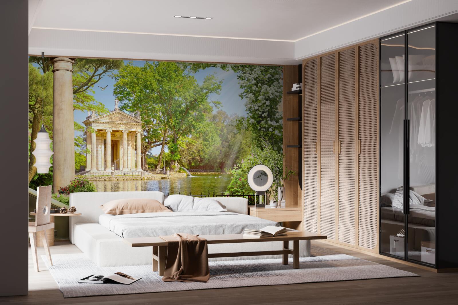 Фотошпалери панорама на озеро та альтанку