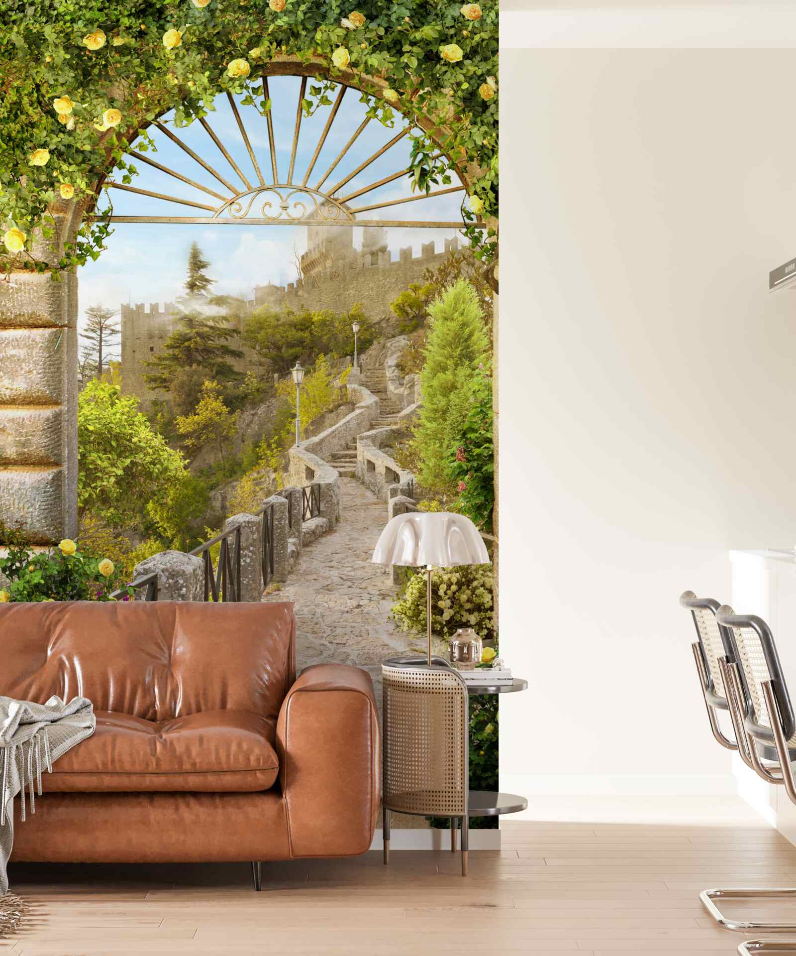 Фотошпалери зелений бант, прикрашений лимонами