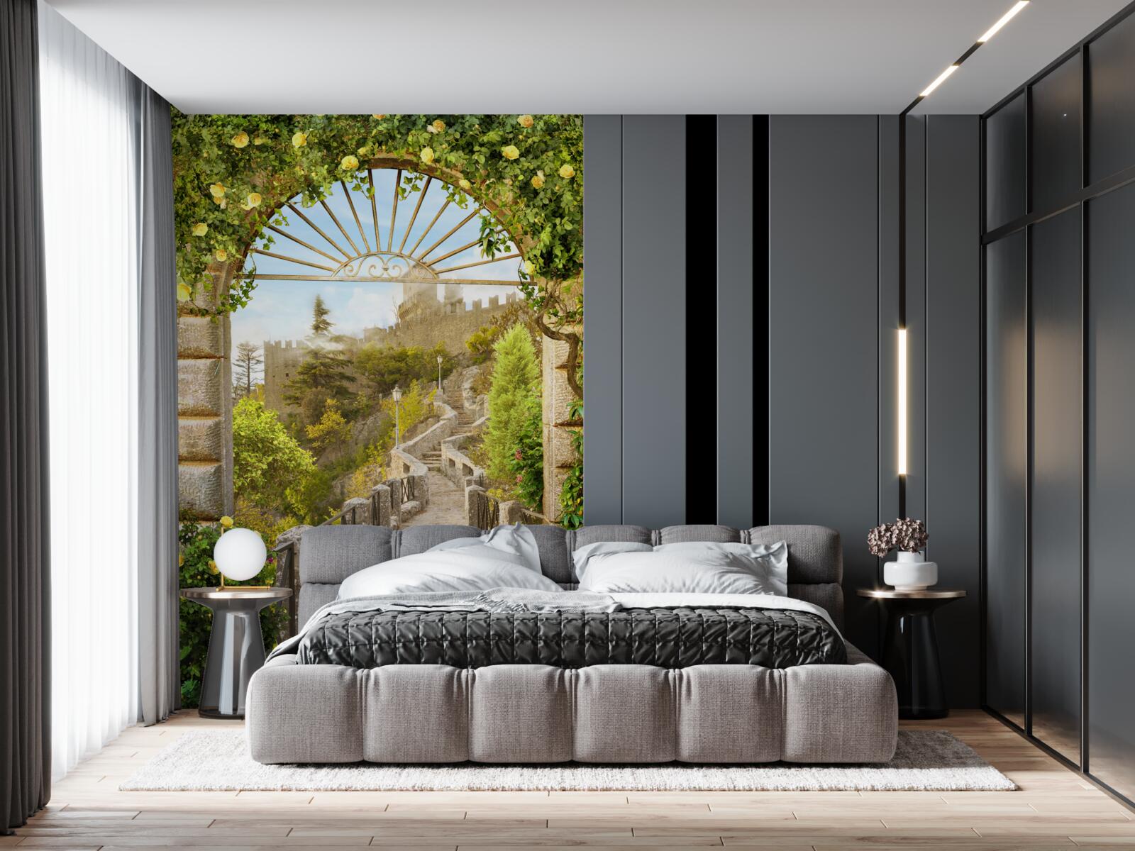 Фотошпалери зелений бант, прикрашений лимонами