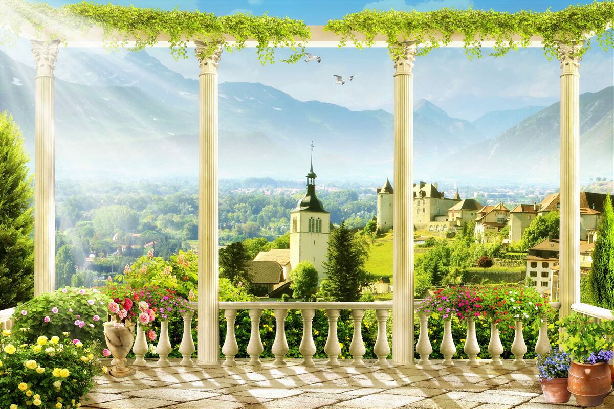 Фотошпалери вид на італію з балкона