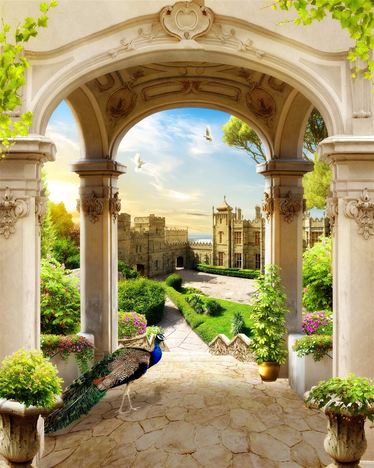 Фотошпалери платформа з колонами