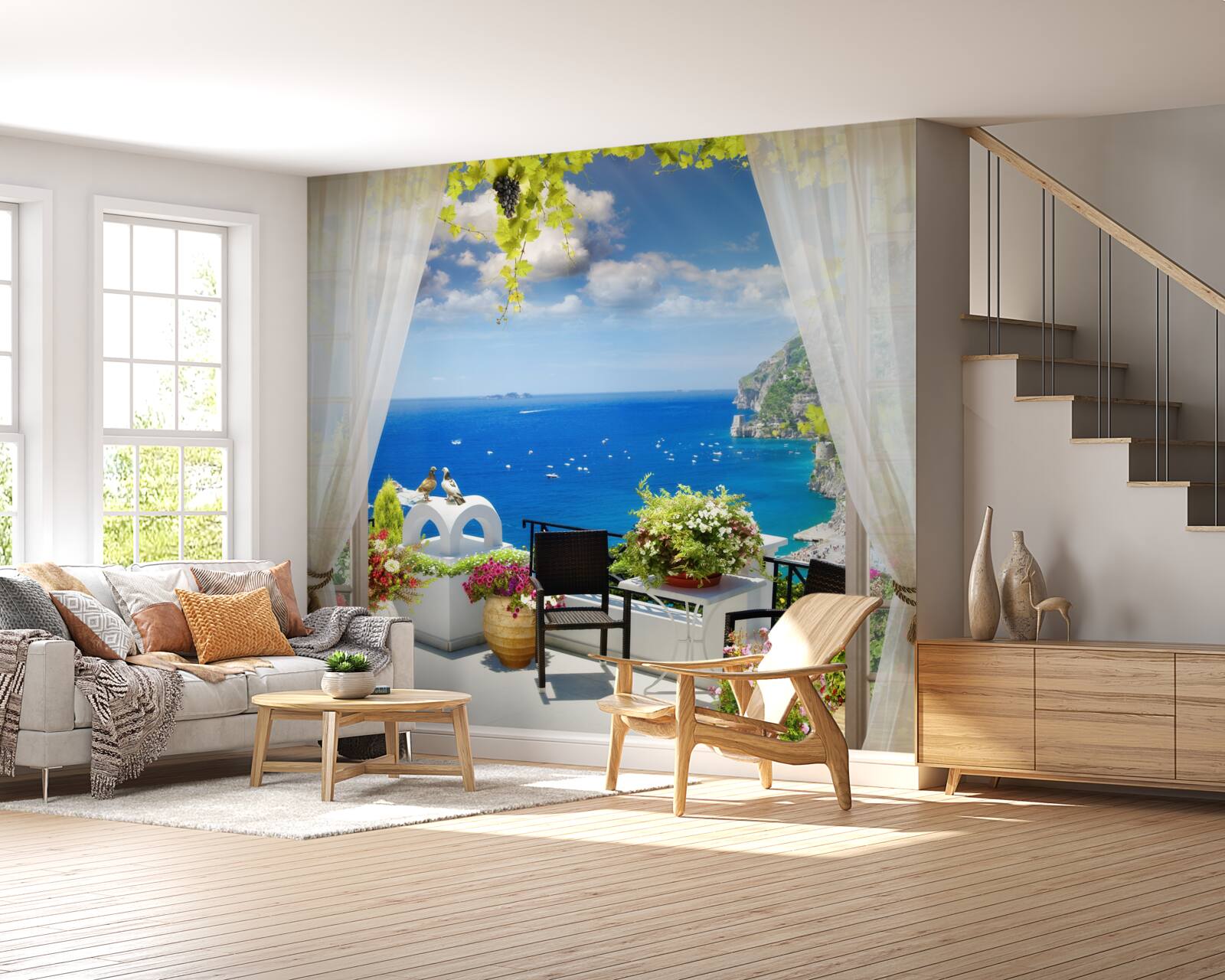 Фотошпалери невеликий балкон з мальовничим видом на океан