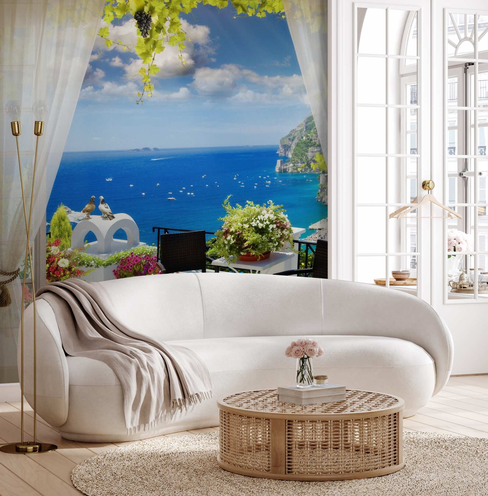 Фотошпалери невеликий балкон з мальовничим видом на океан