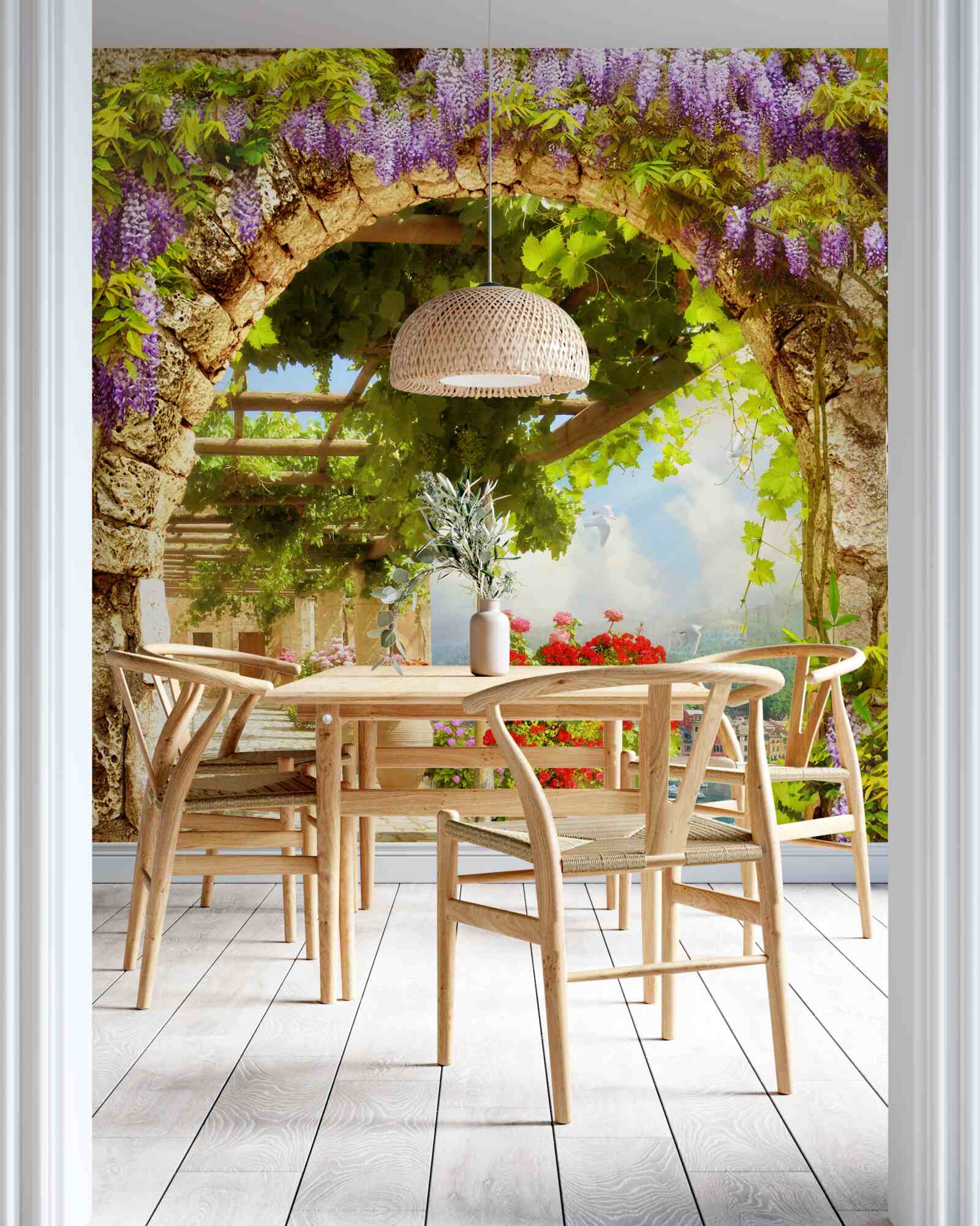 Фотошпалери квіти заповнили всю терасу