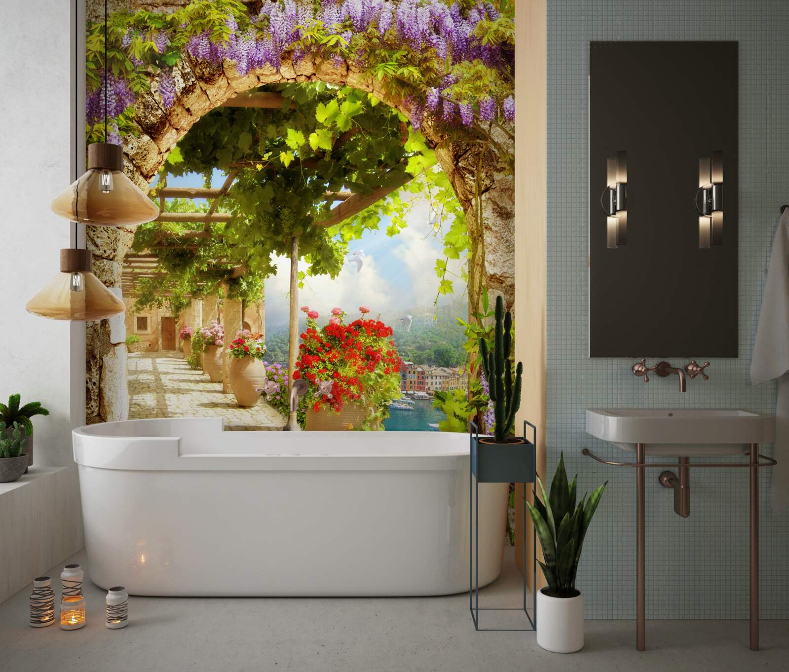 Фотошпалери квіти заповнили всю терасу