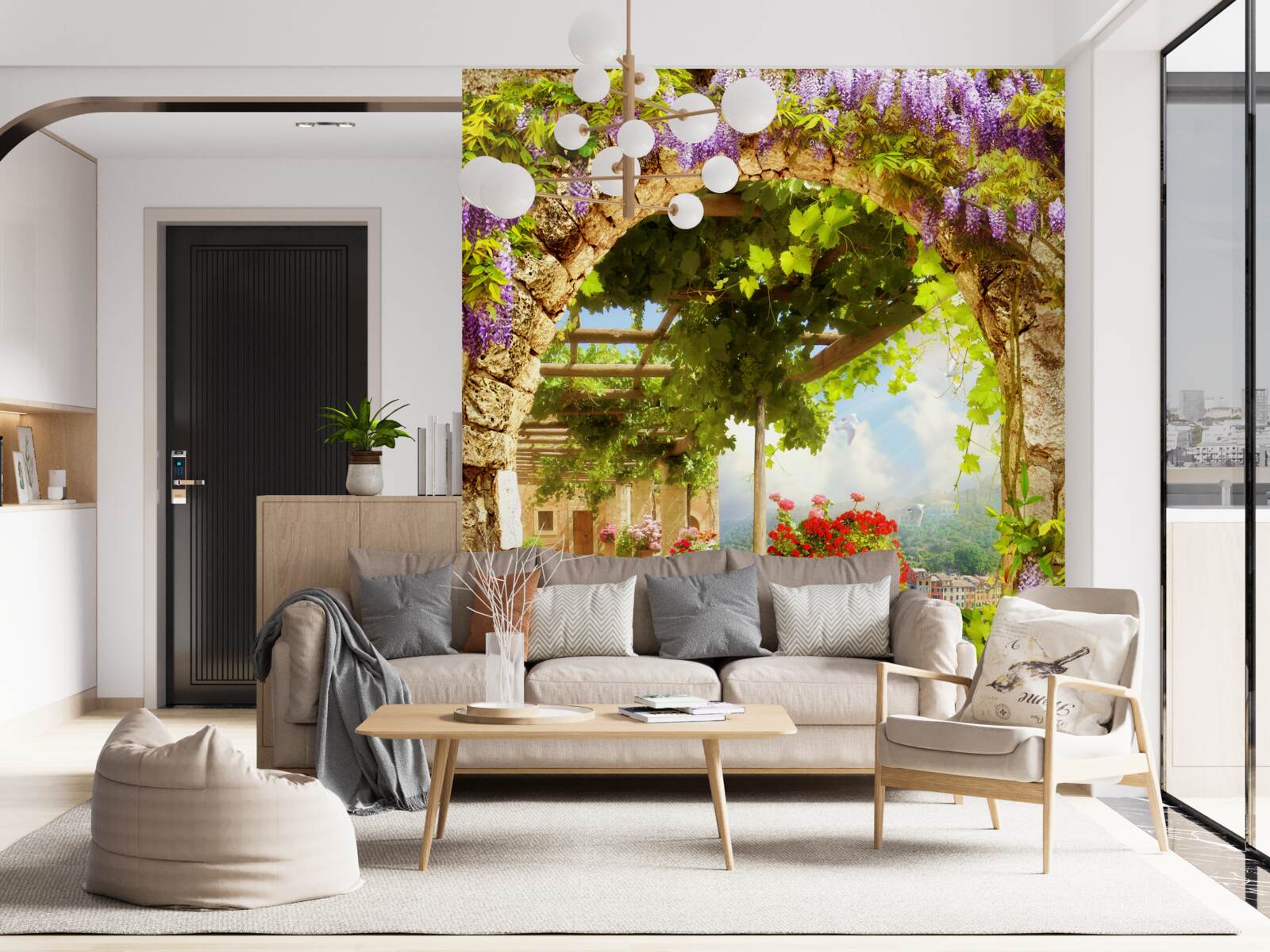 Фотошпалери квіти заповнили всю терасу