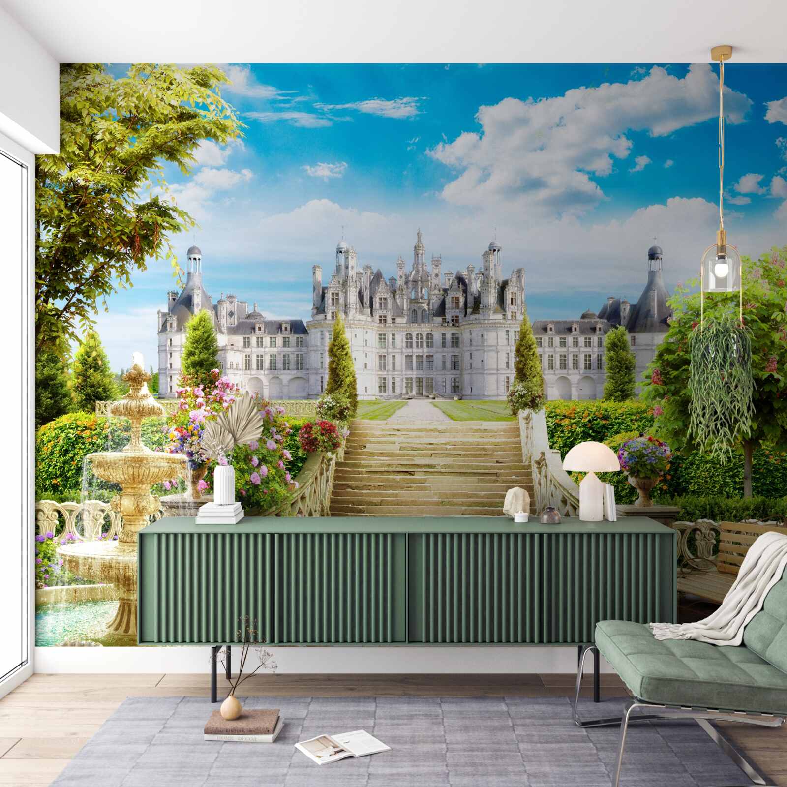 Фотошпалери сходинки, що ведуть на галявину біля замку