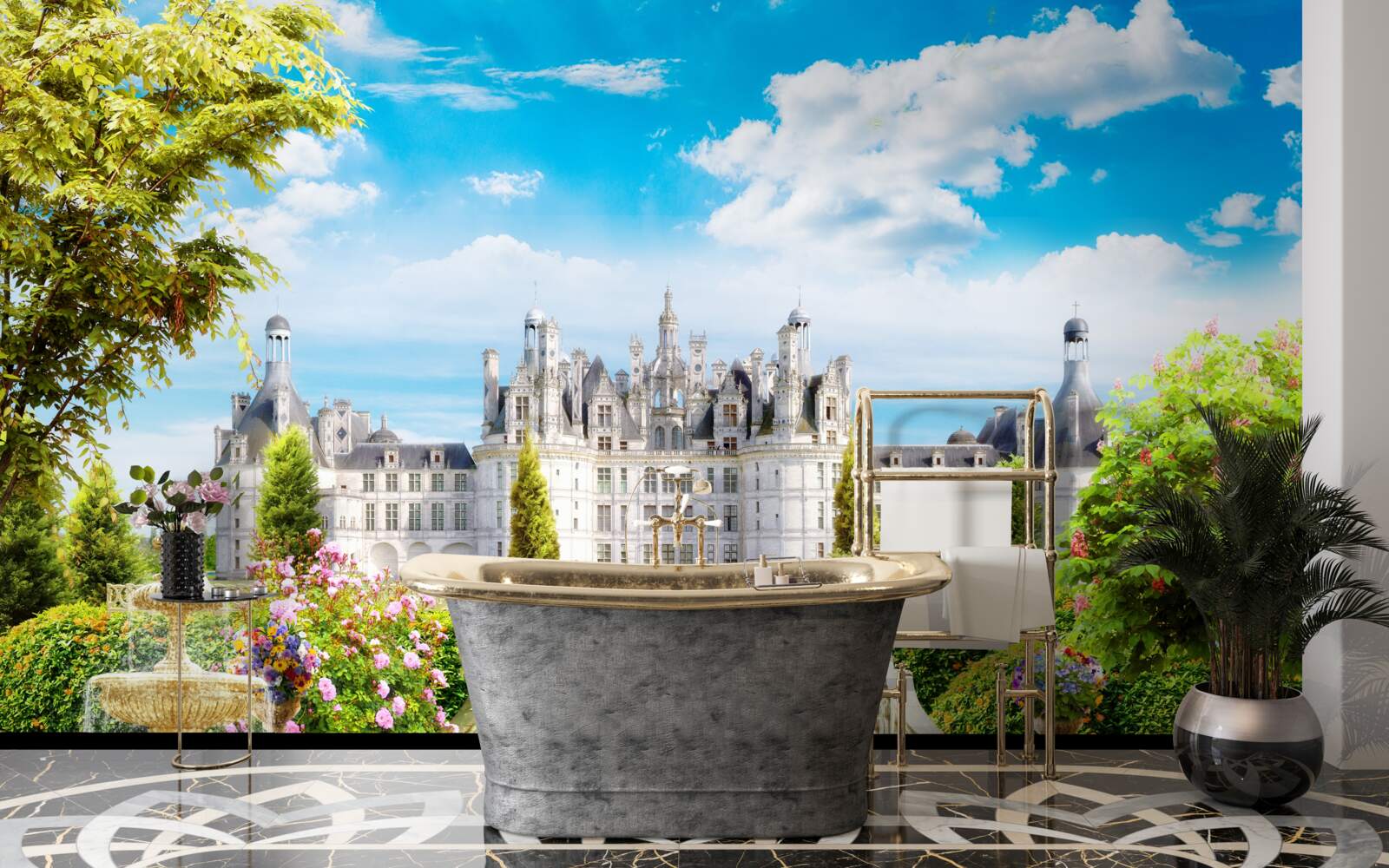 Фотошпалери сходинки, що ведуть на галявину біля замку