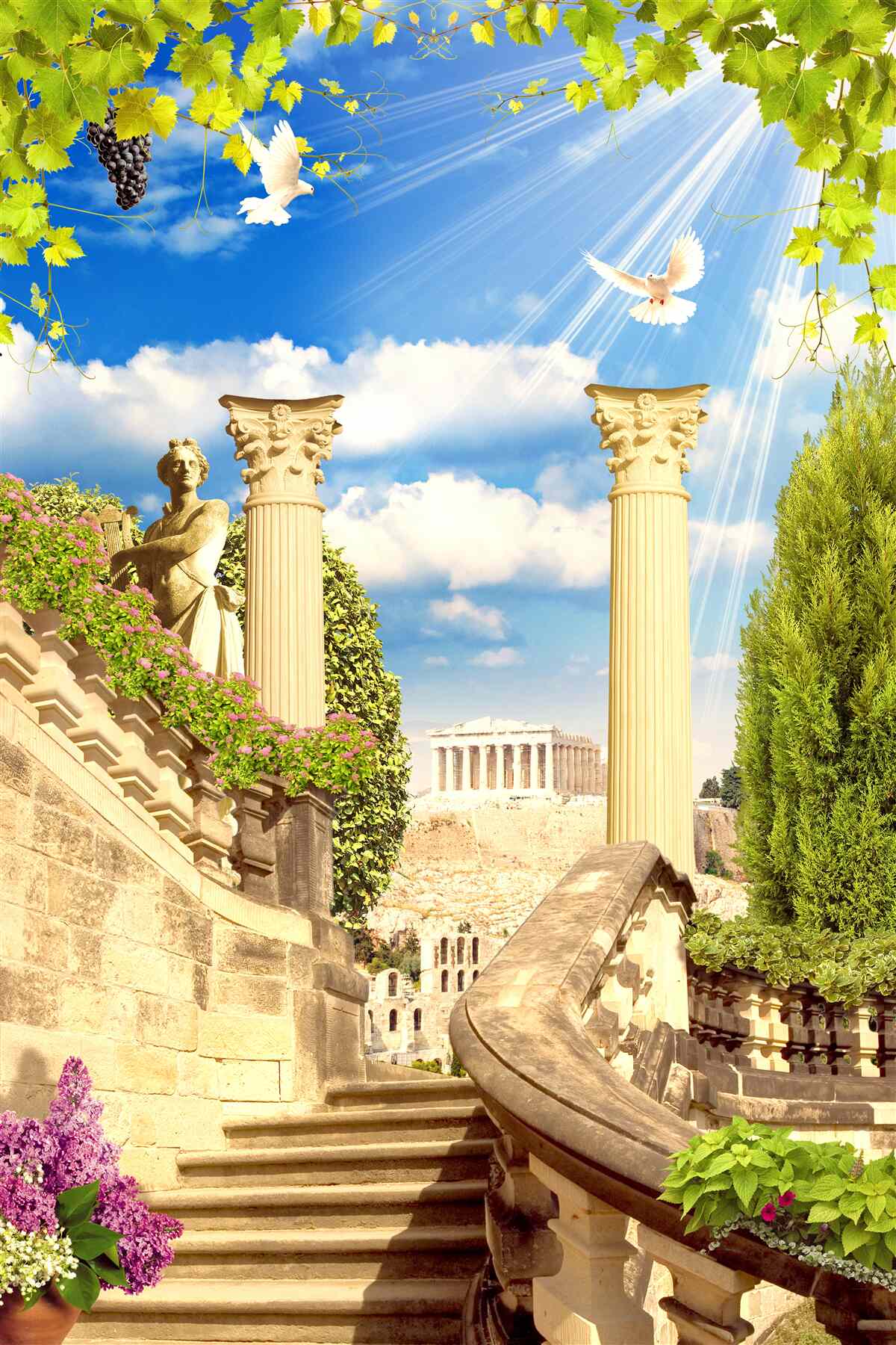 Фотошпалери Колони та скульптура в грецькому стилі