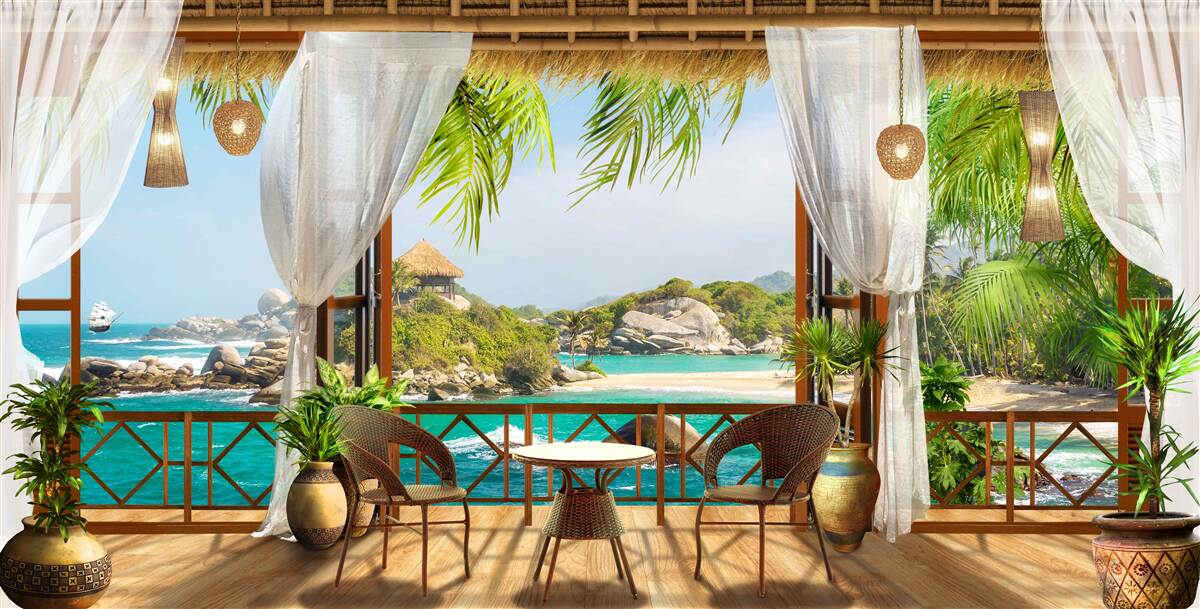 Фотошпалери веранда на екзотичному острові
