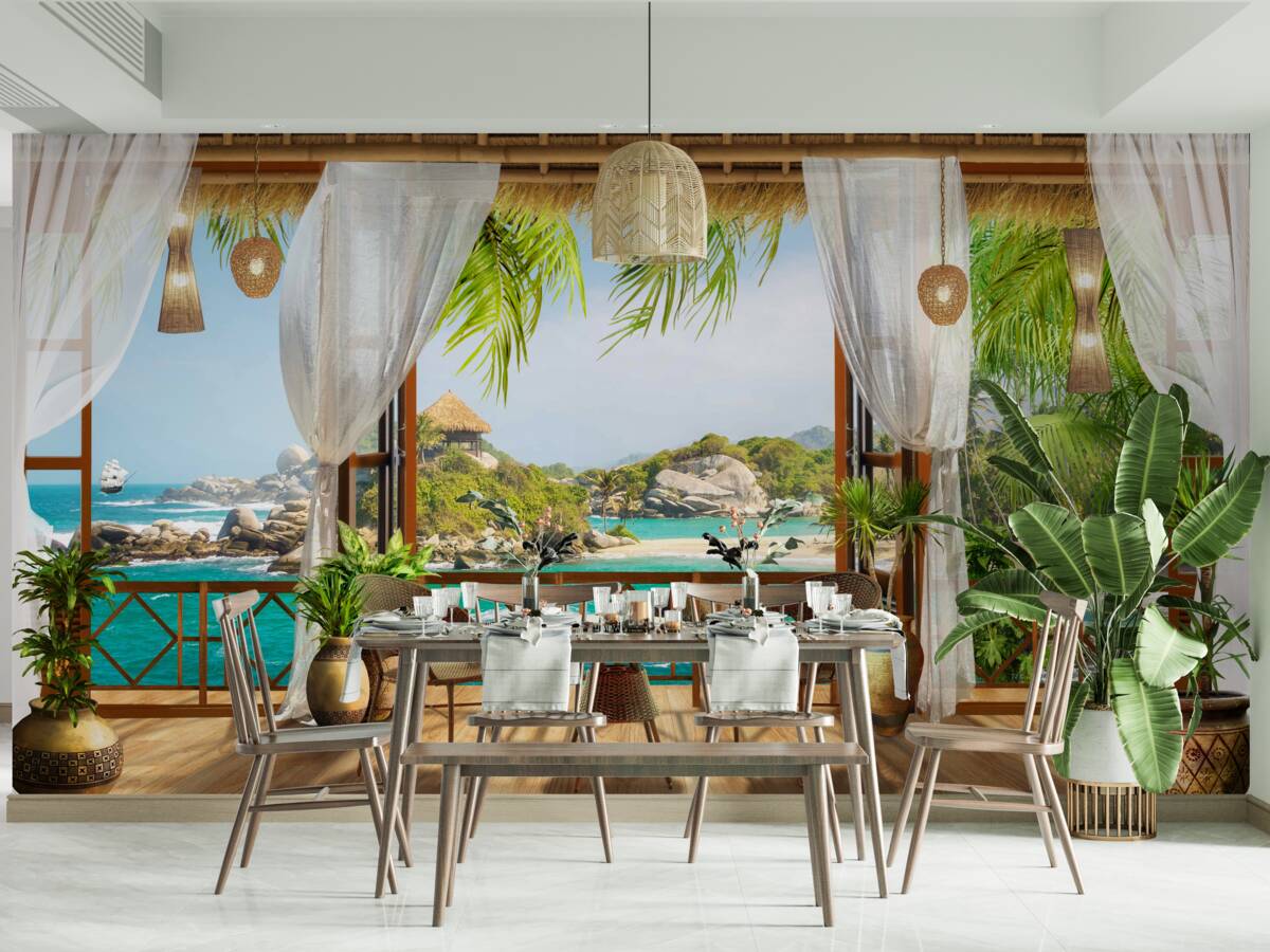 Фотошпалери веранда на екзотичному острові