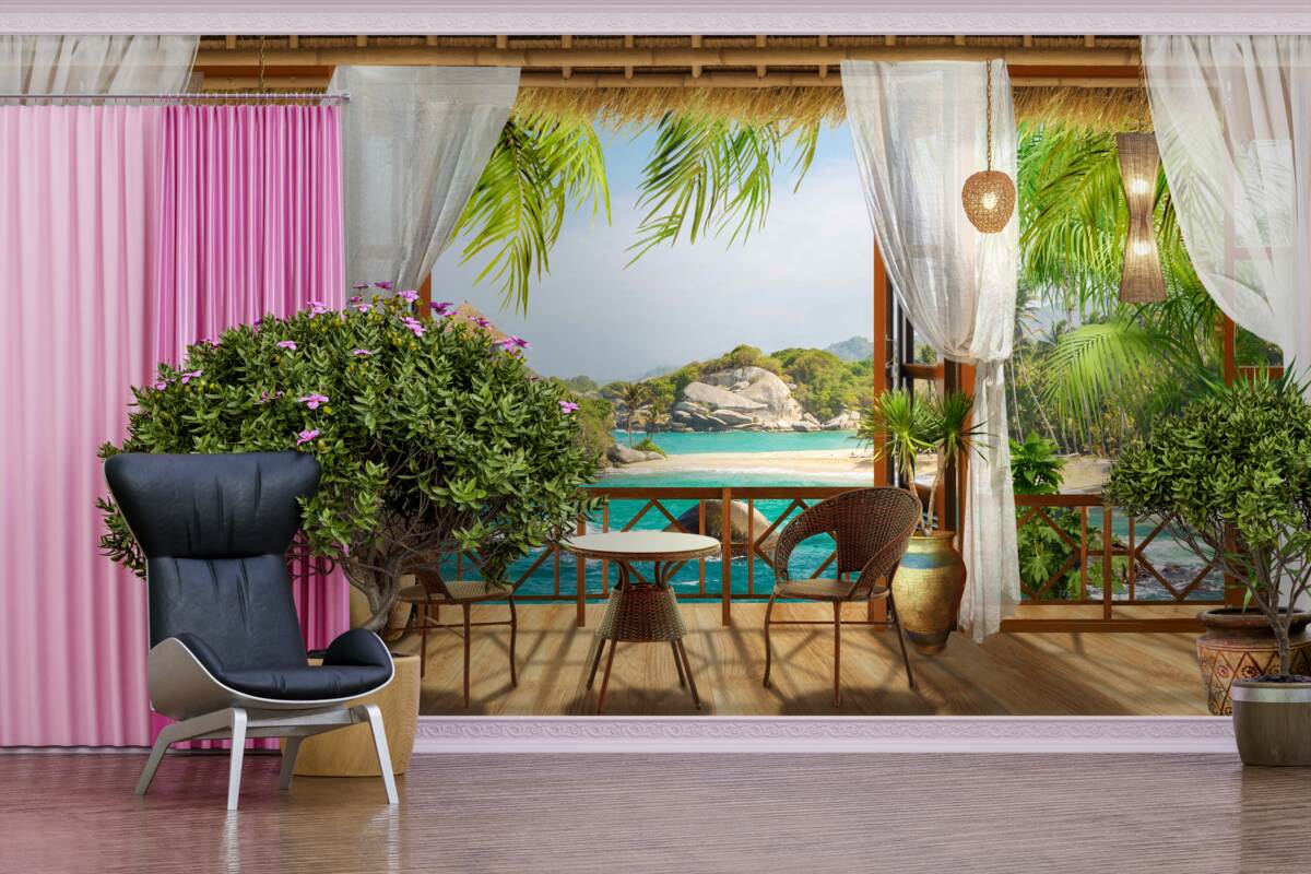 Фотошпалери веранда на екзотичному острові