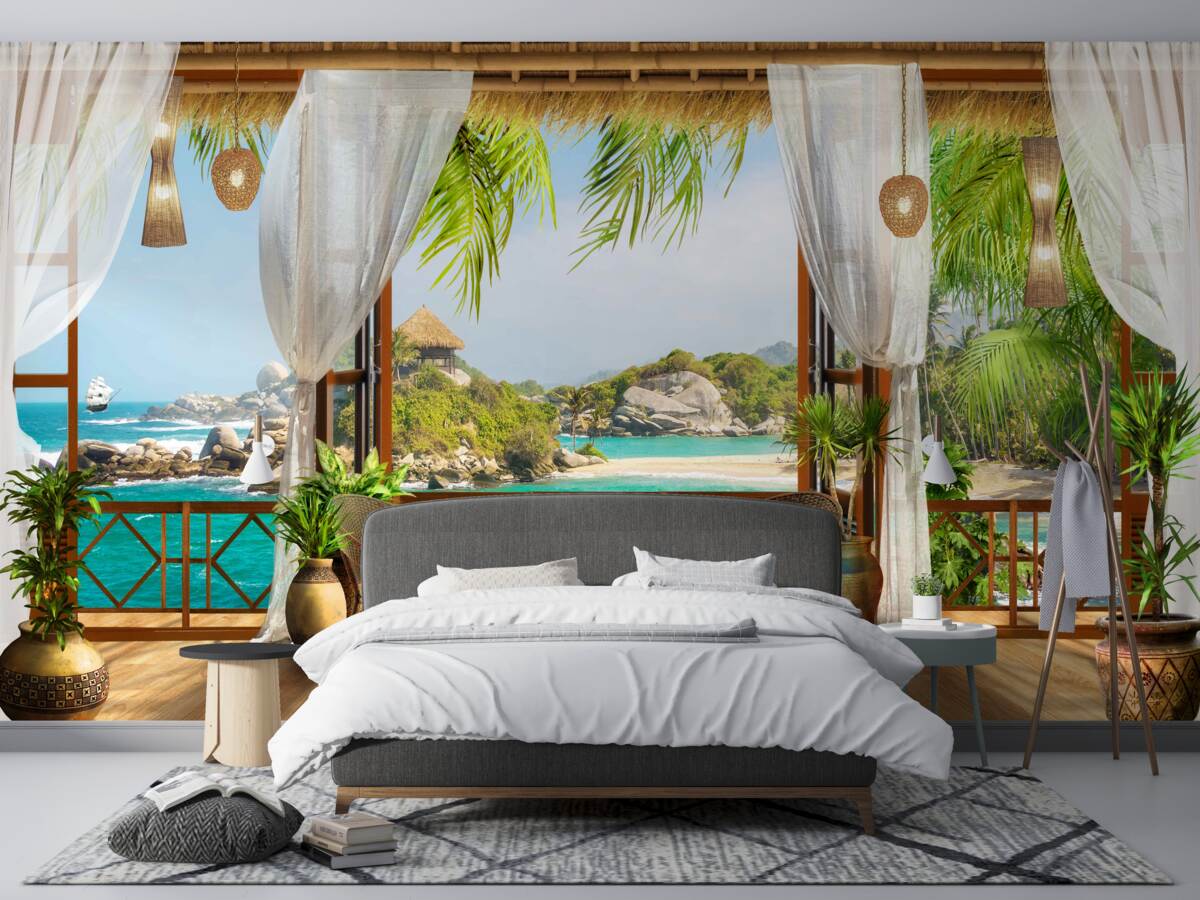 Фотошпалери веранда на екзотичному острові