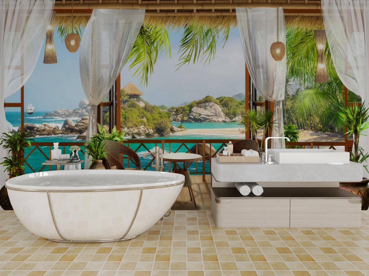 Фотошпалери веранда на екзотичному острові