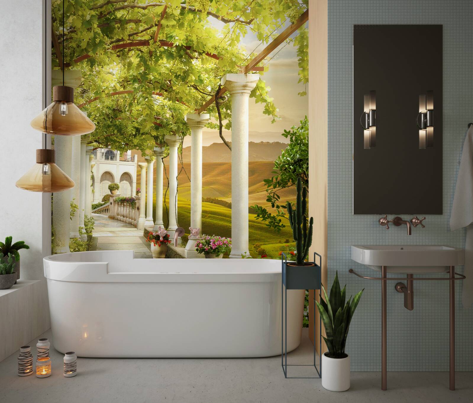 Фотошпалери виноградні лози обвивають колони