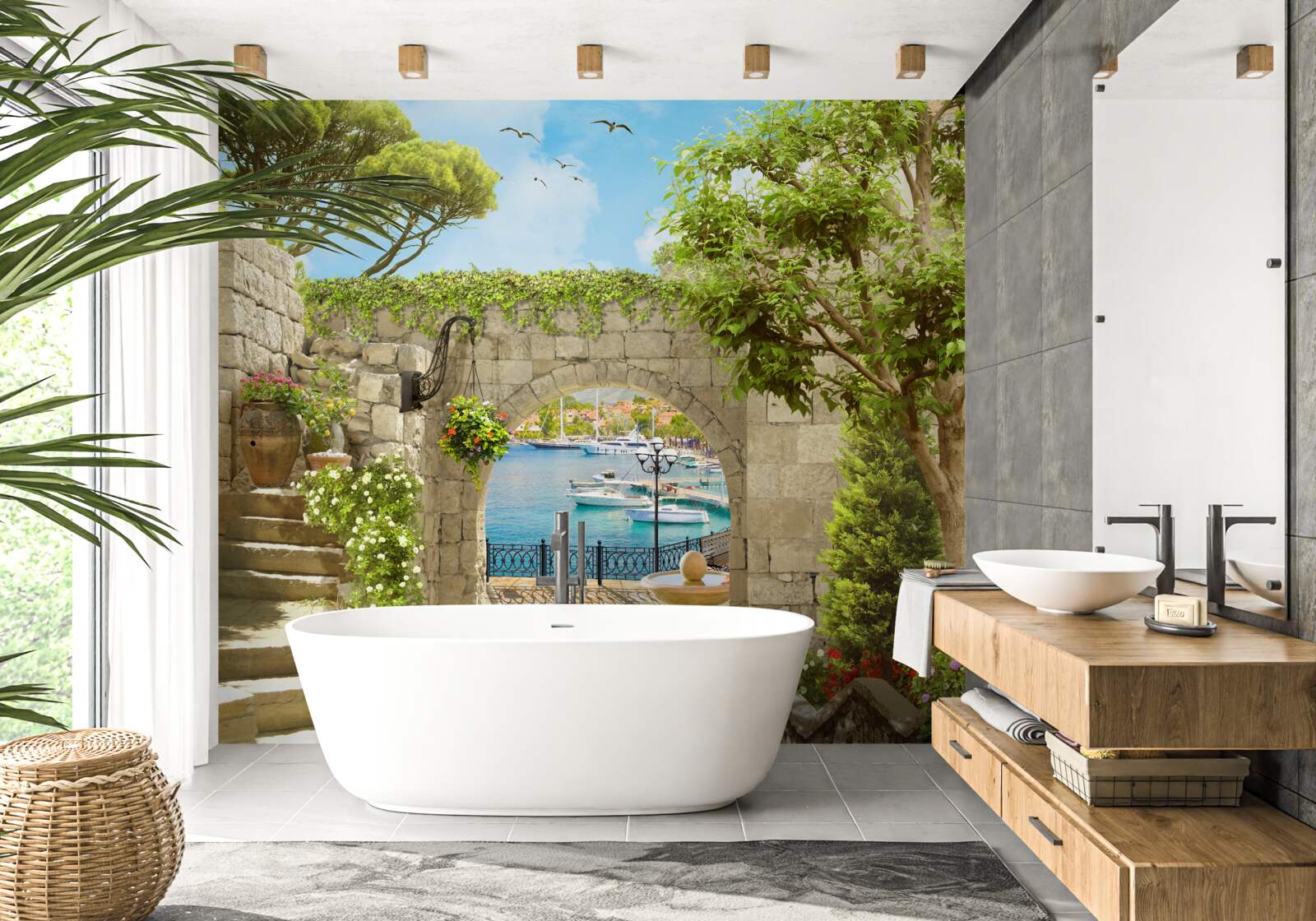 Фотошпалери дорога з видом на море