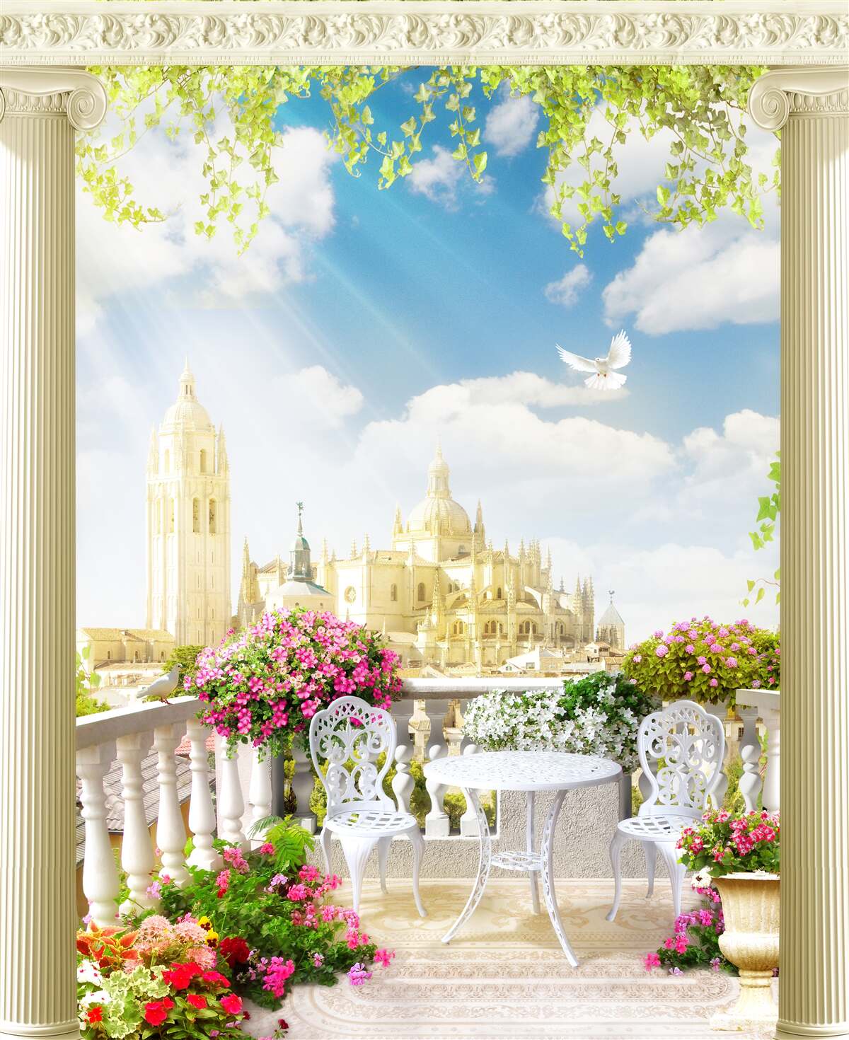 Фотошпалери тераса з прекрасним видом на історичні будівлі