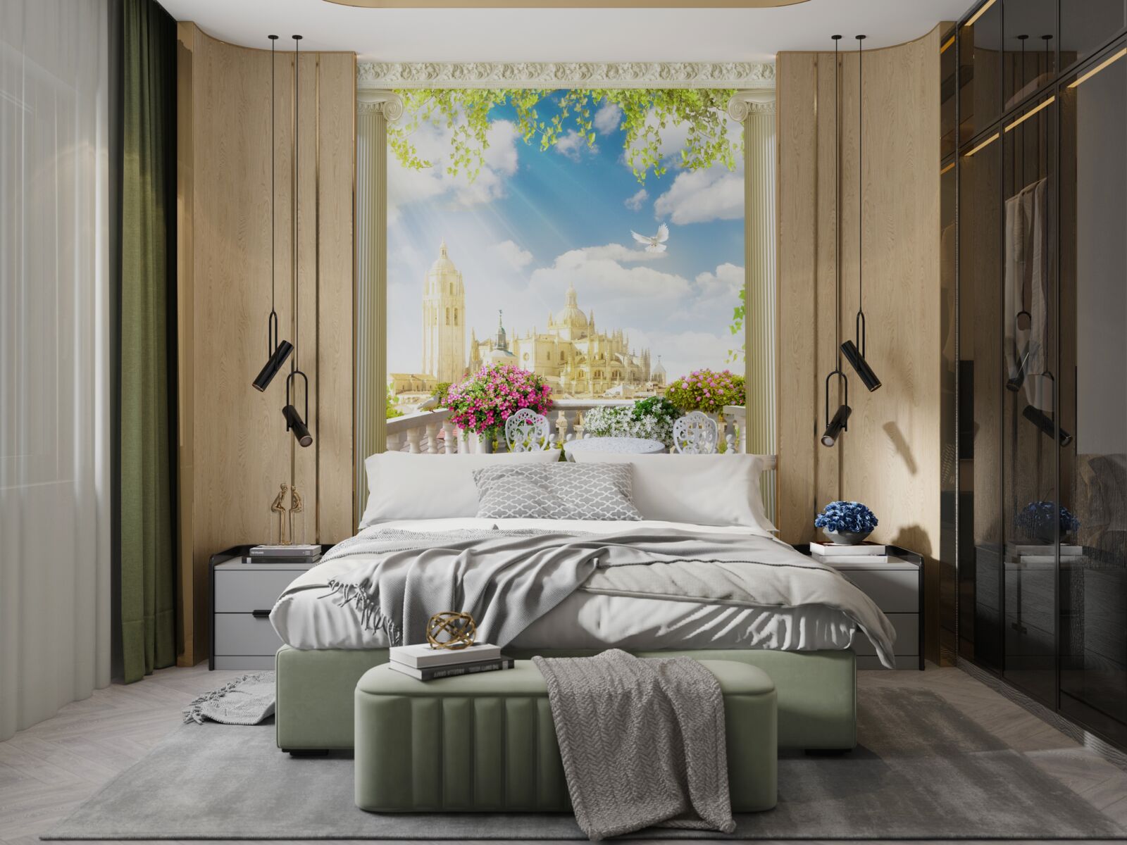 Фотошпалери тераса з прекрасним видом на історичні будівлі