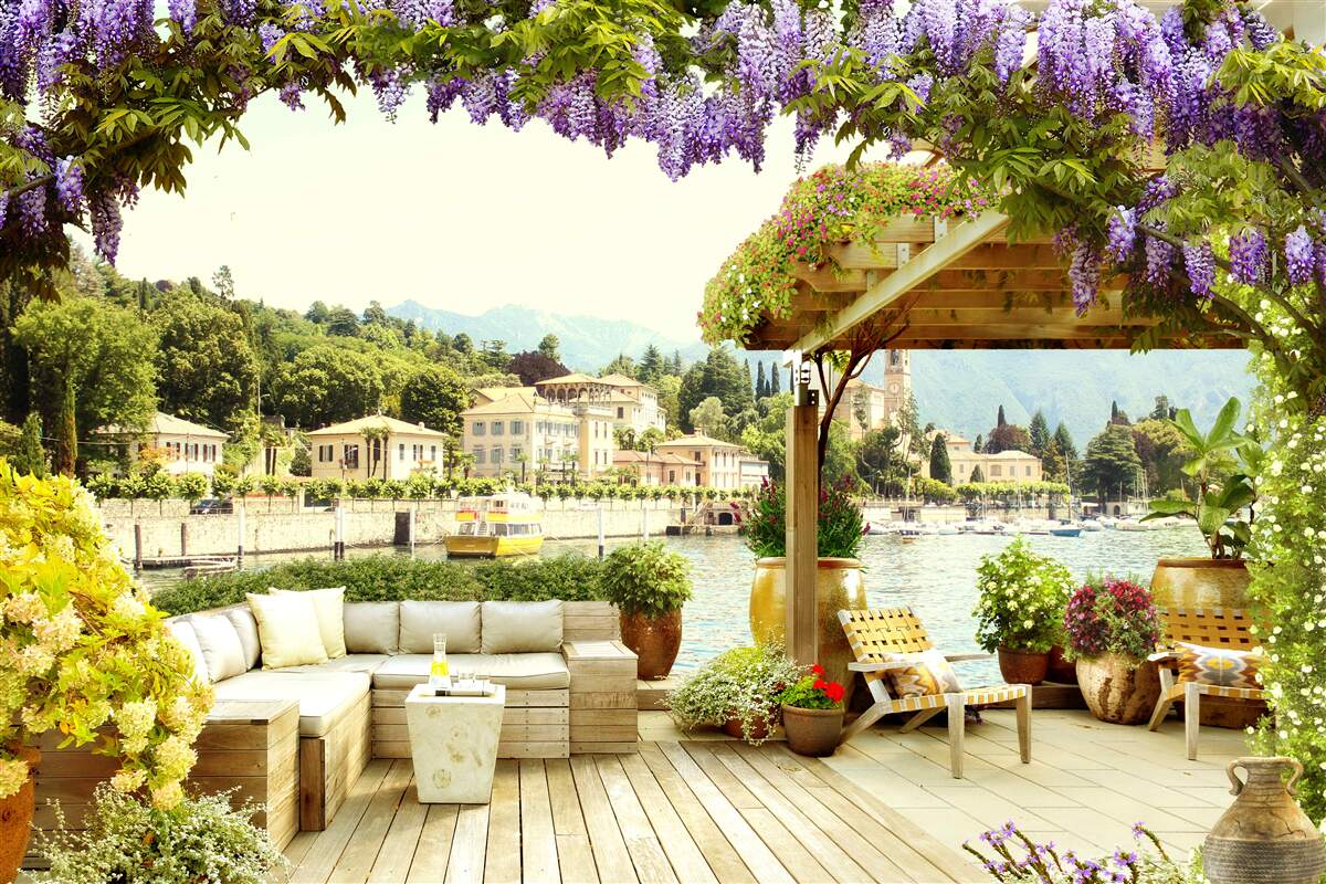 Фотошпалери об'єкт з бузковим дахом